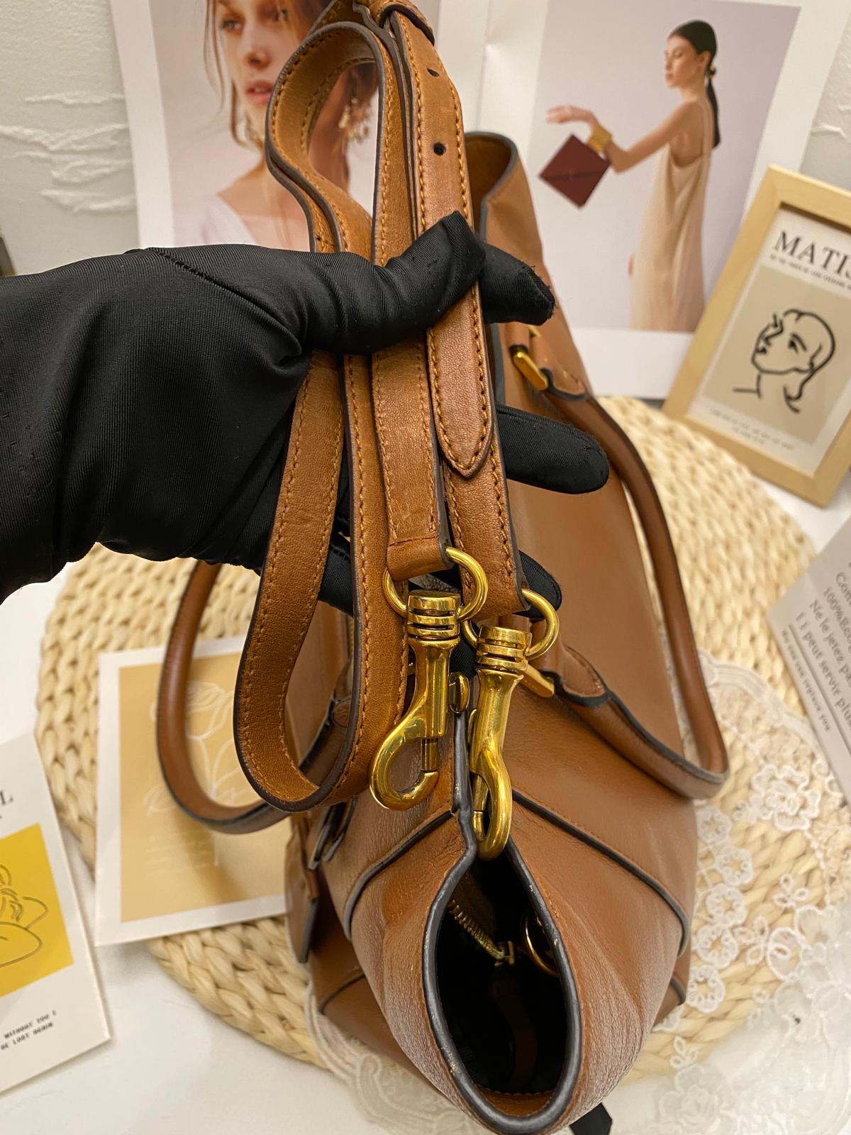 Prada Daino Leather Tote Bag (Cognac)