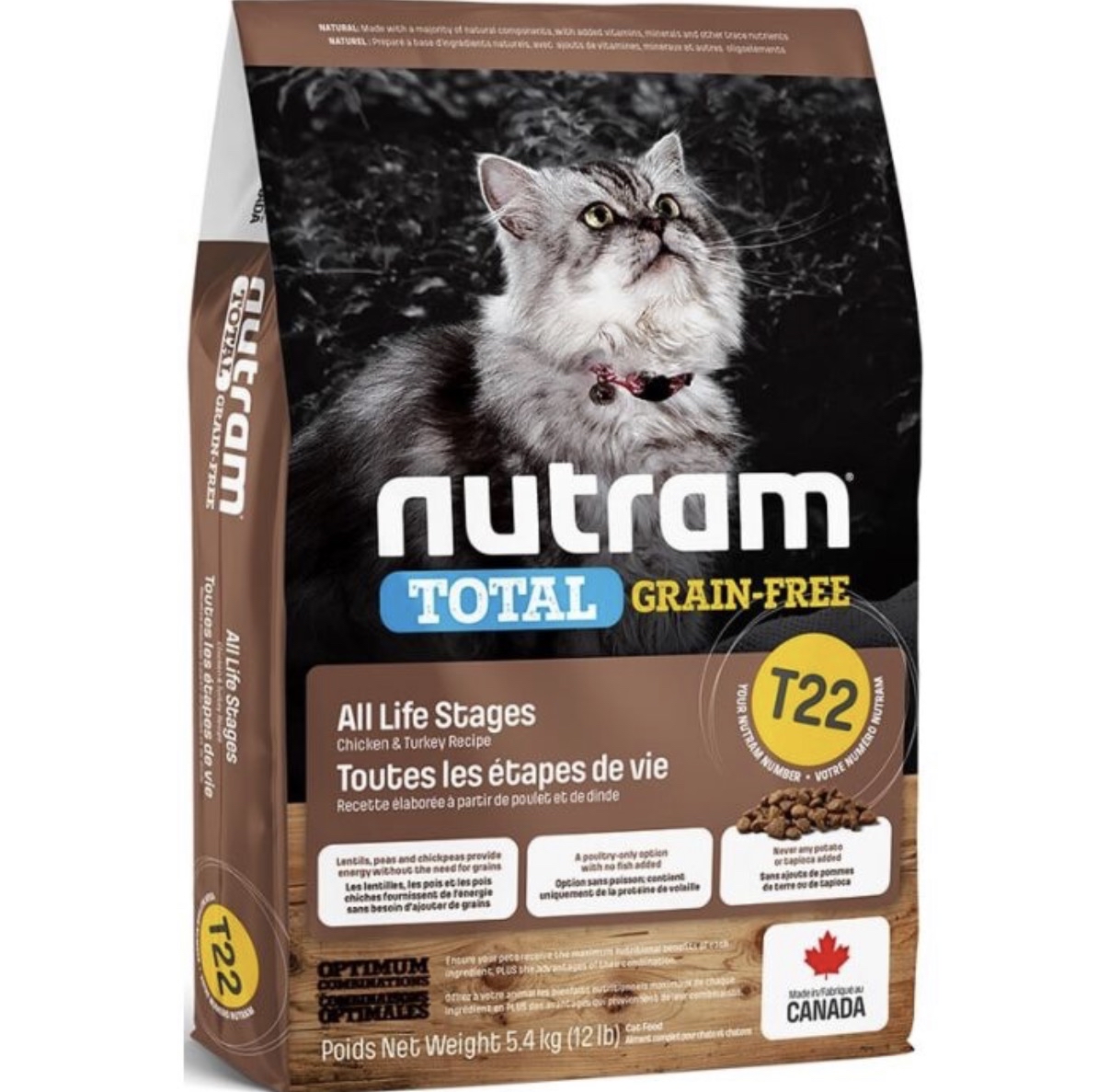 Nutram T22 無薯無穀全貓糧 (雞肉 + 火雞) 1.13KG