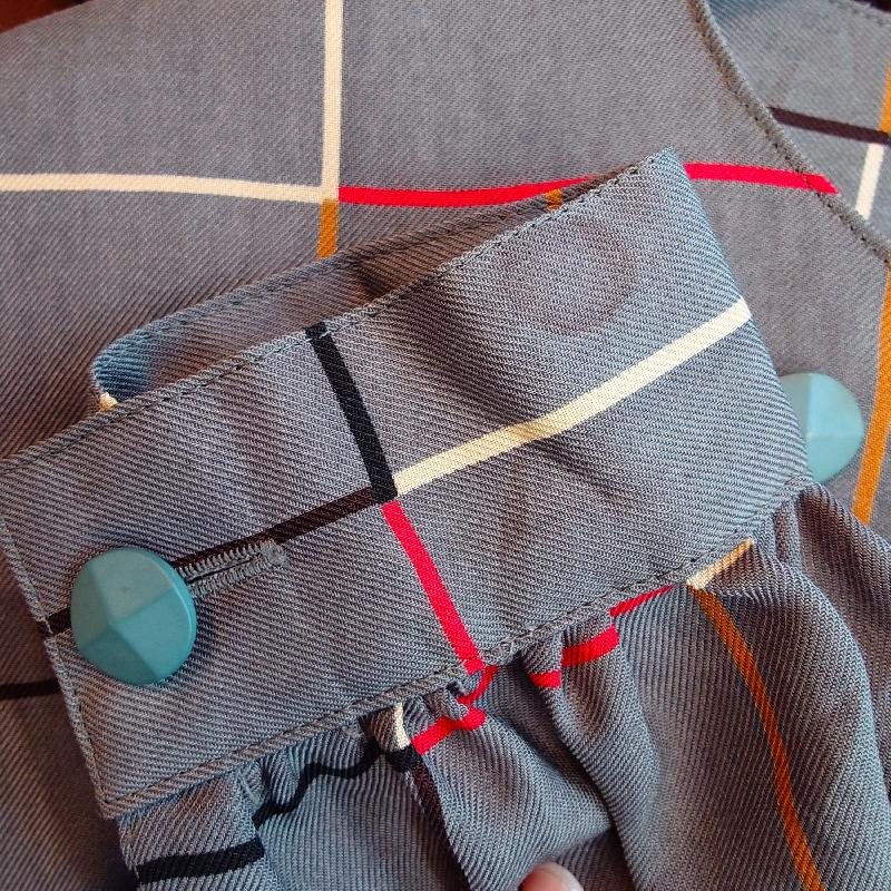 Vintage Checked Pattern Double-Breasted Day Dress (PP001-21)