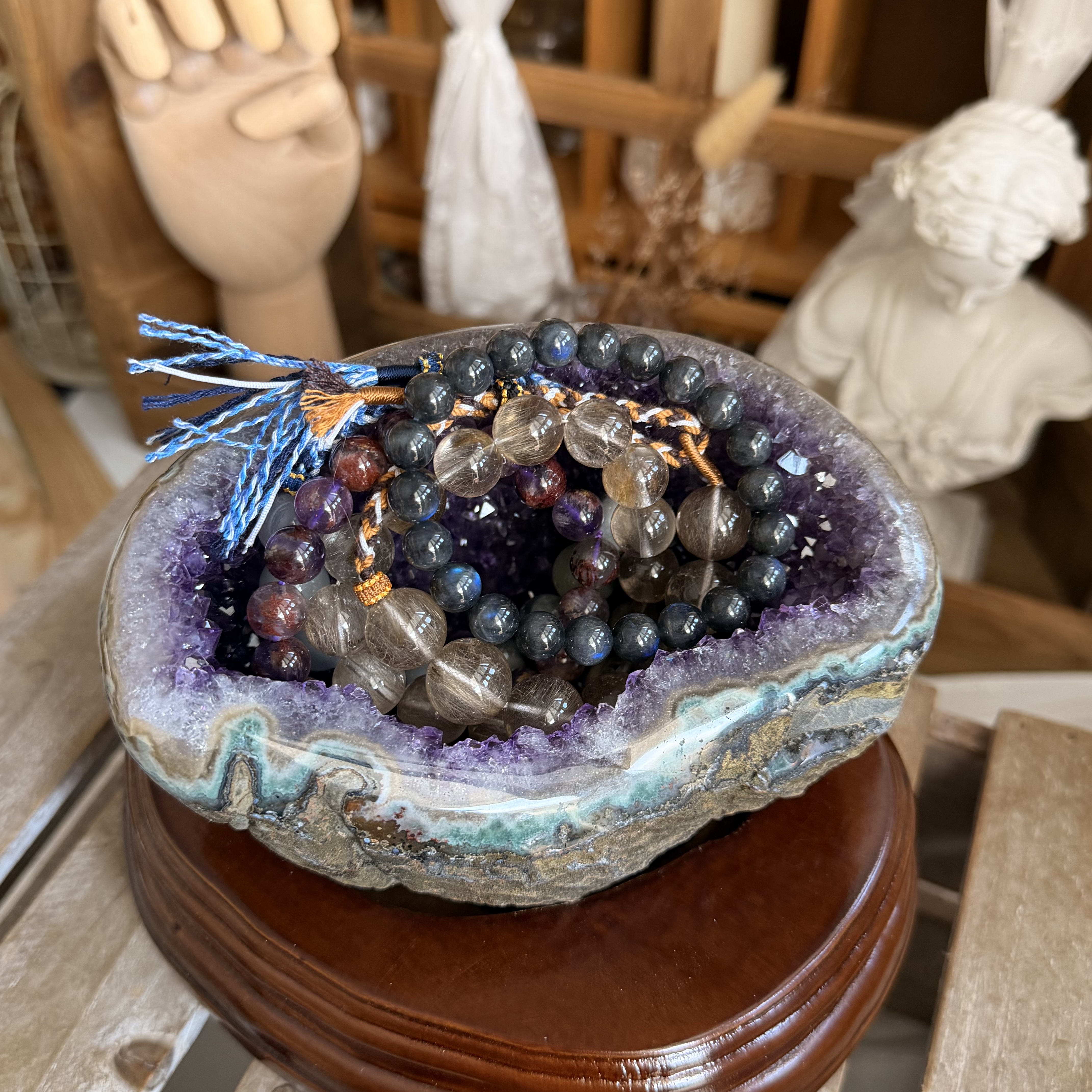 原皮紫晶錢袋子（包底座）