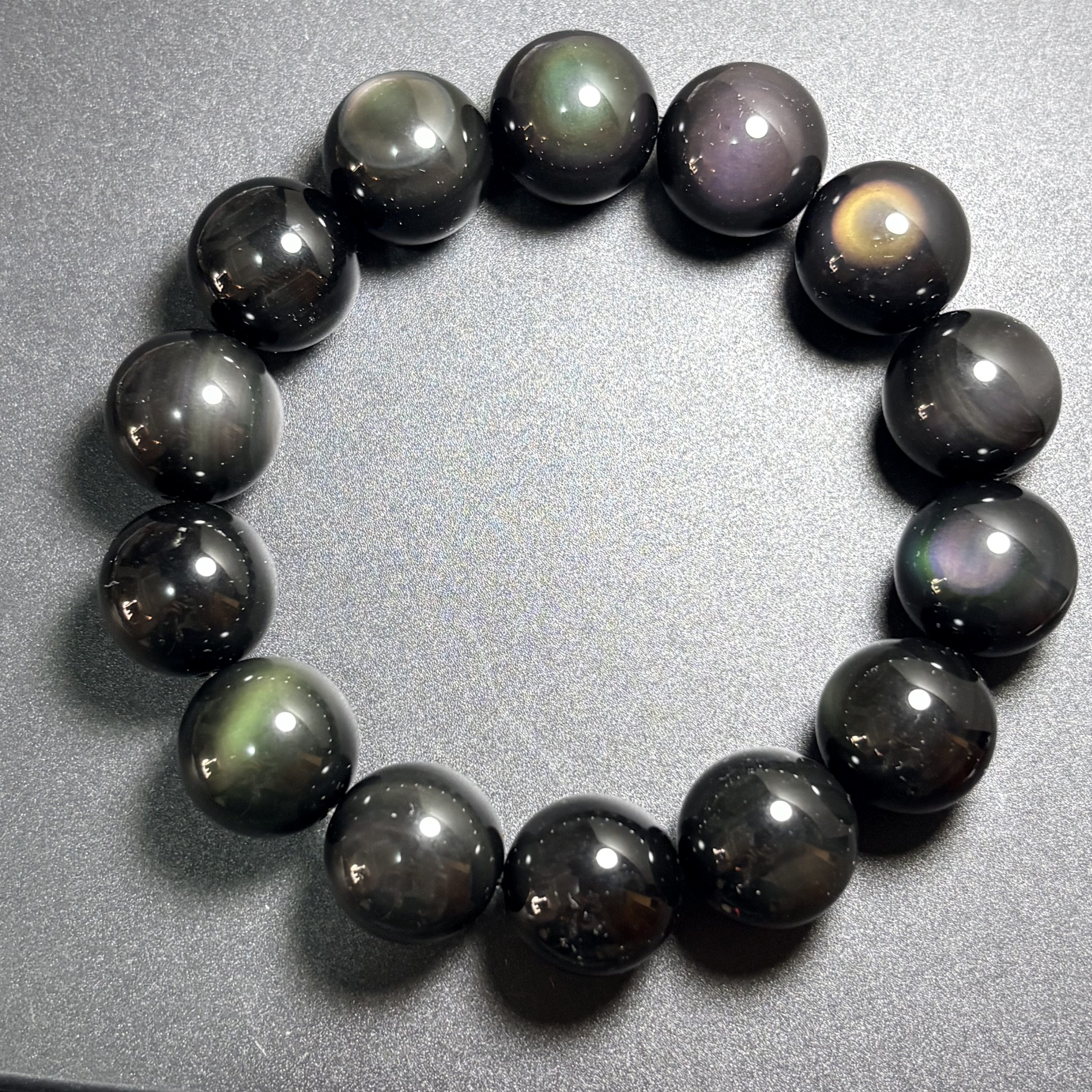 16mm雙彩彩曜石手串No.3496丨規格:16mm珠/ 18cm內圈