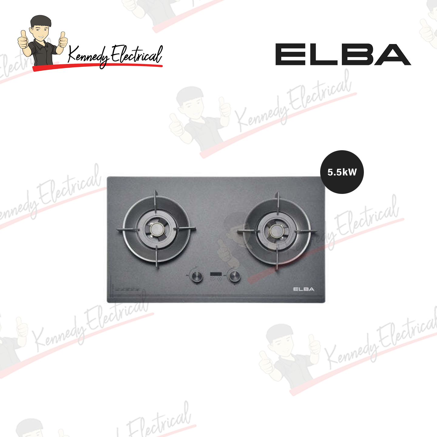 Elba 5.5Kw Digital Timer Built-In Aphanite Cooker Hob EGH-Q8622D(GR)