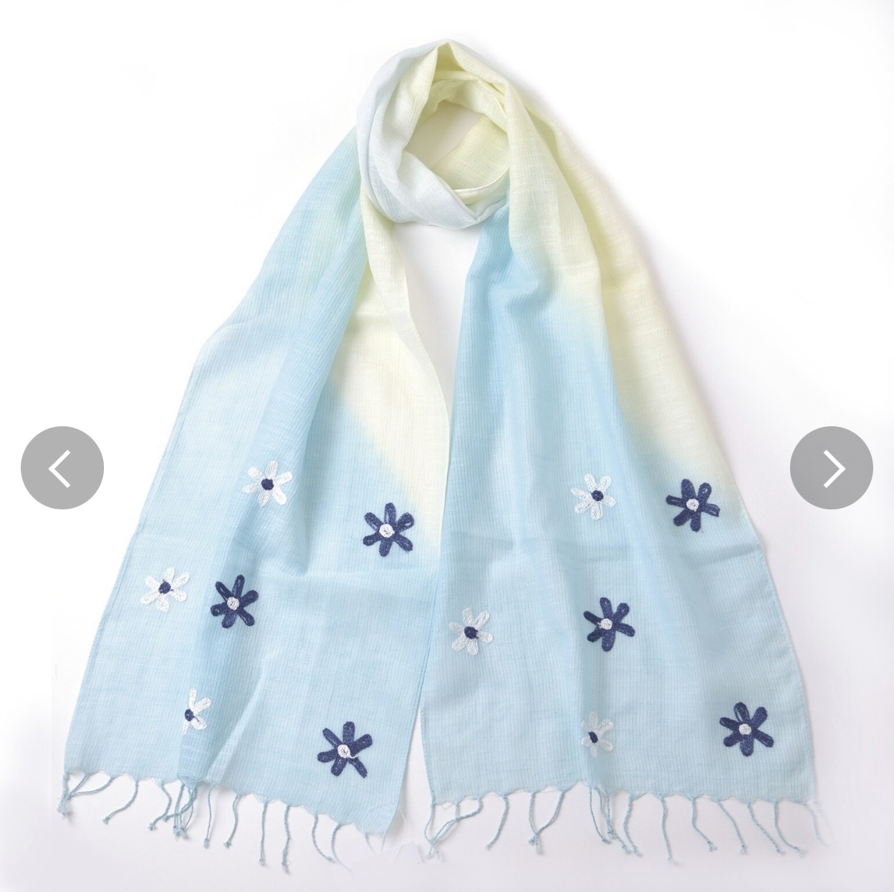 日本進口IORI刺繡花朵輕薄圍巾