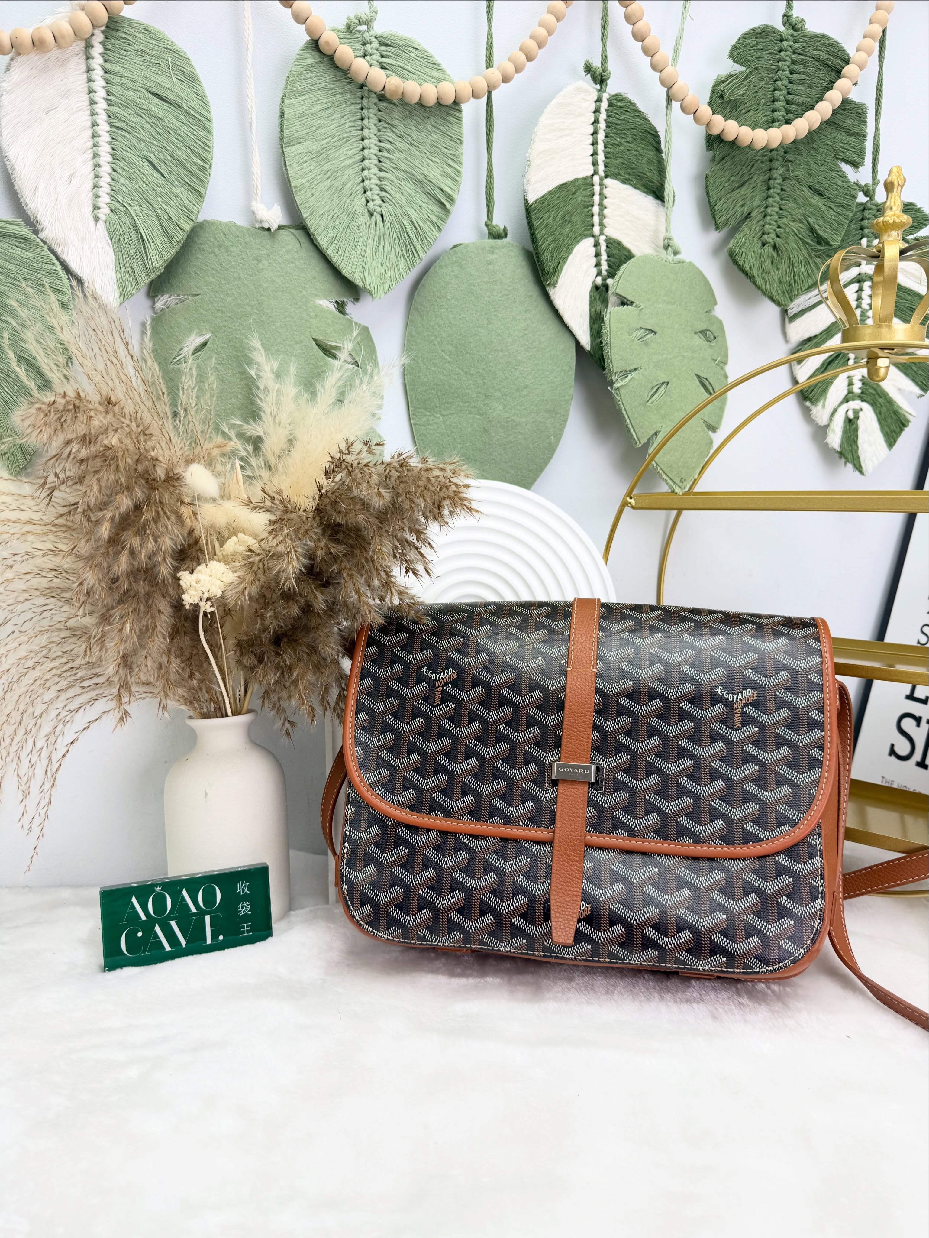 👜 PRE OWNED 🛍️郵差包mm size黑棕色🖤🤎