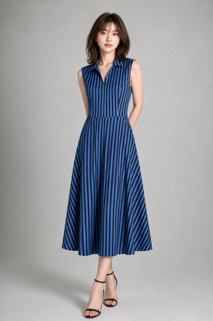 935951 Lemon Stripe Breeze Maxi Dress