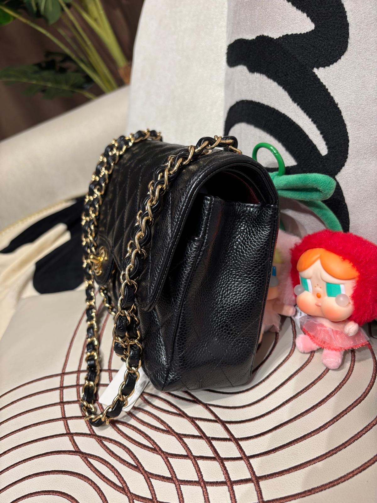 Chanel Classic A01112 黑色荔枝牛皮金鏈 100%Authentic, 98%New ✅收據✅Card✅Dust bag✅Box