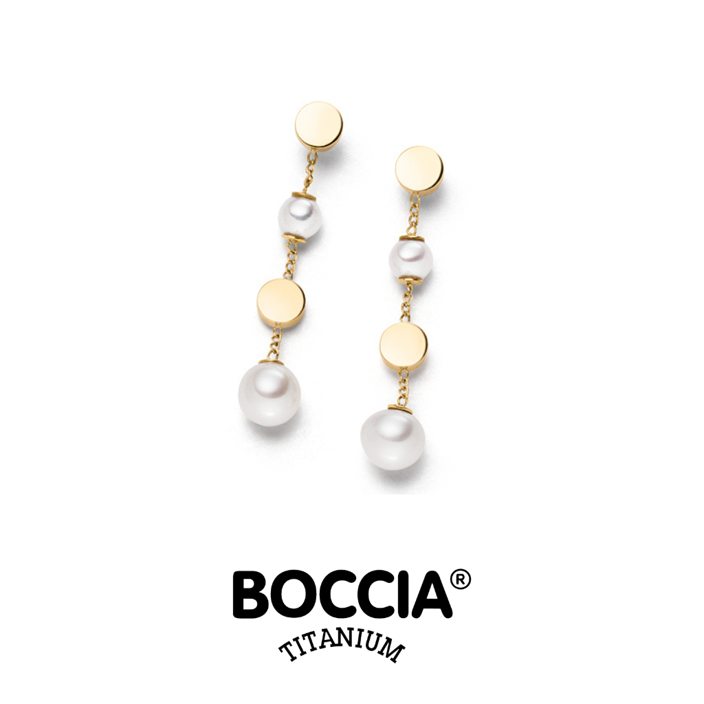 Boccia Titanium 05088-02 鈦金屬 / 鍍金珍珠耳環 