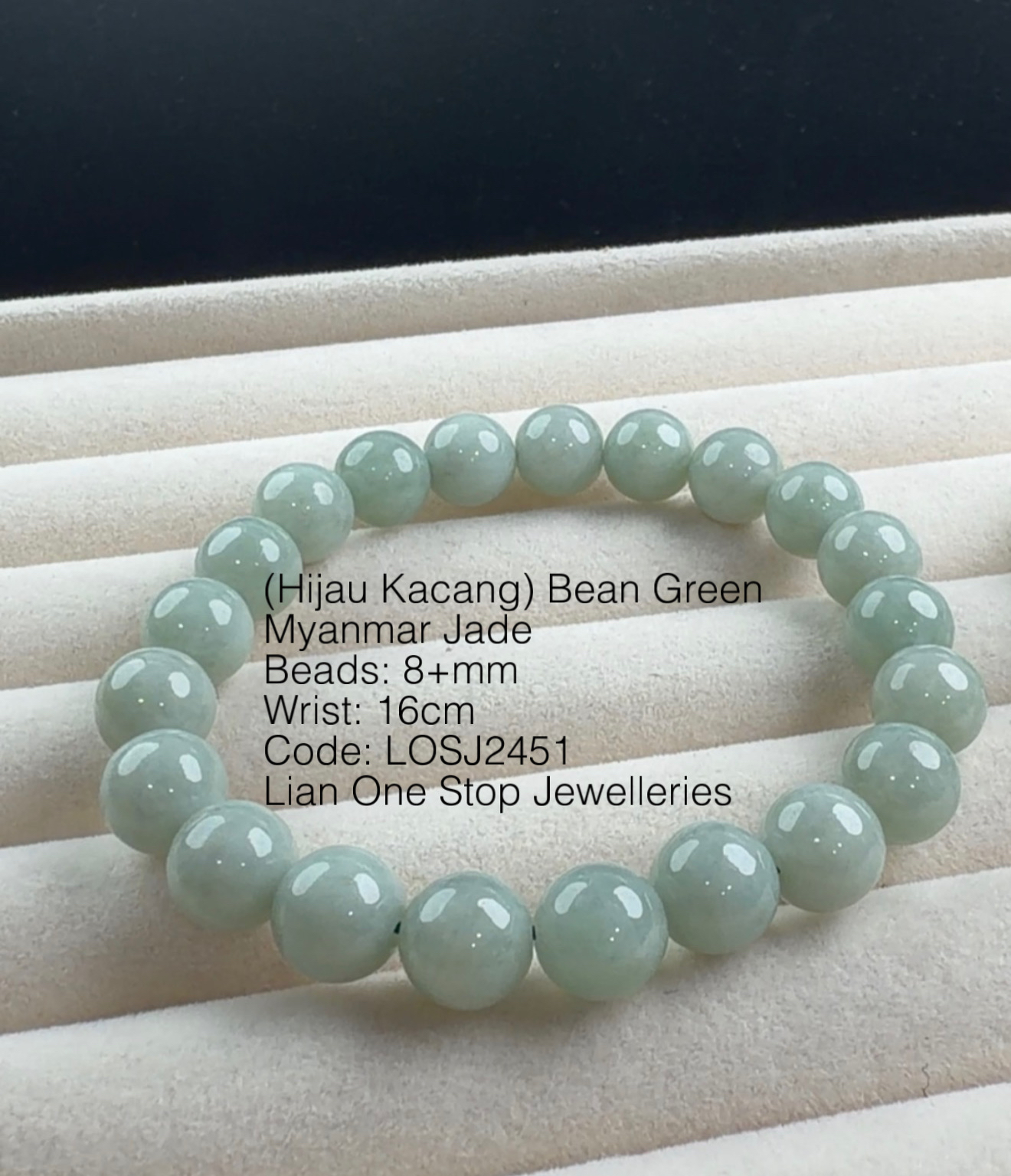 Code: LOSJ2451 (Hijau Kacang) Bean Green Myanmar Jade 8+mm