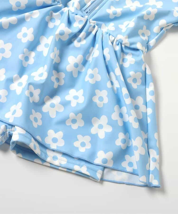 🇯🇵預訂 日本直送🇯🇵BREEZE兩色圖案滿印荷葉邊長袖連身泳衣