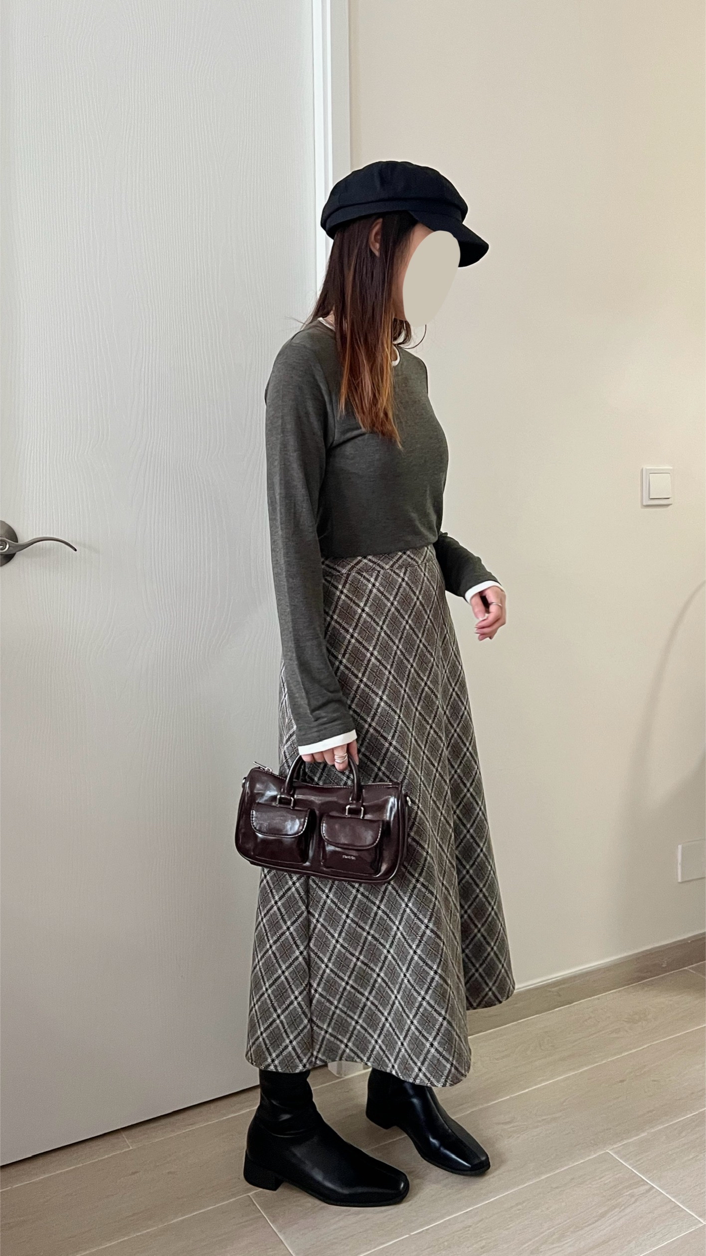 高質秋冬菱形格紋長裙 現貨