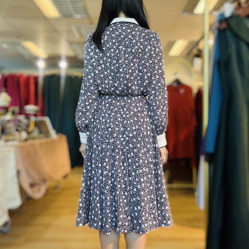 Vintage Japanese Pattern Swing Dress with White Collar and Cuff (PP001-29)