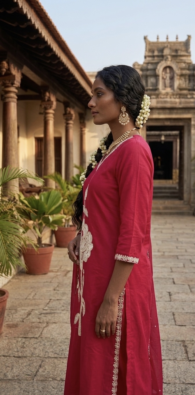 Pink embroidered  Kurta set
