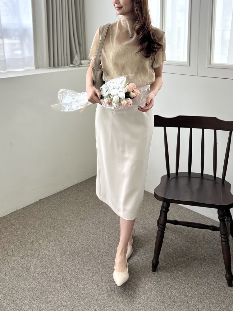 Airy Sheer Crinkle Top (Brown)