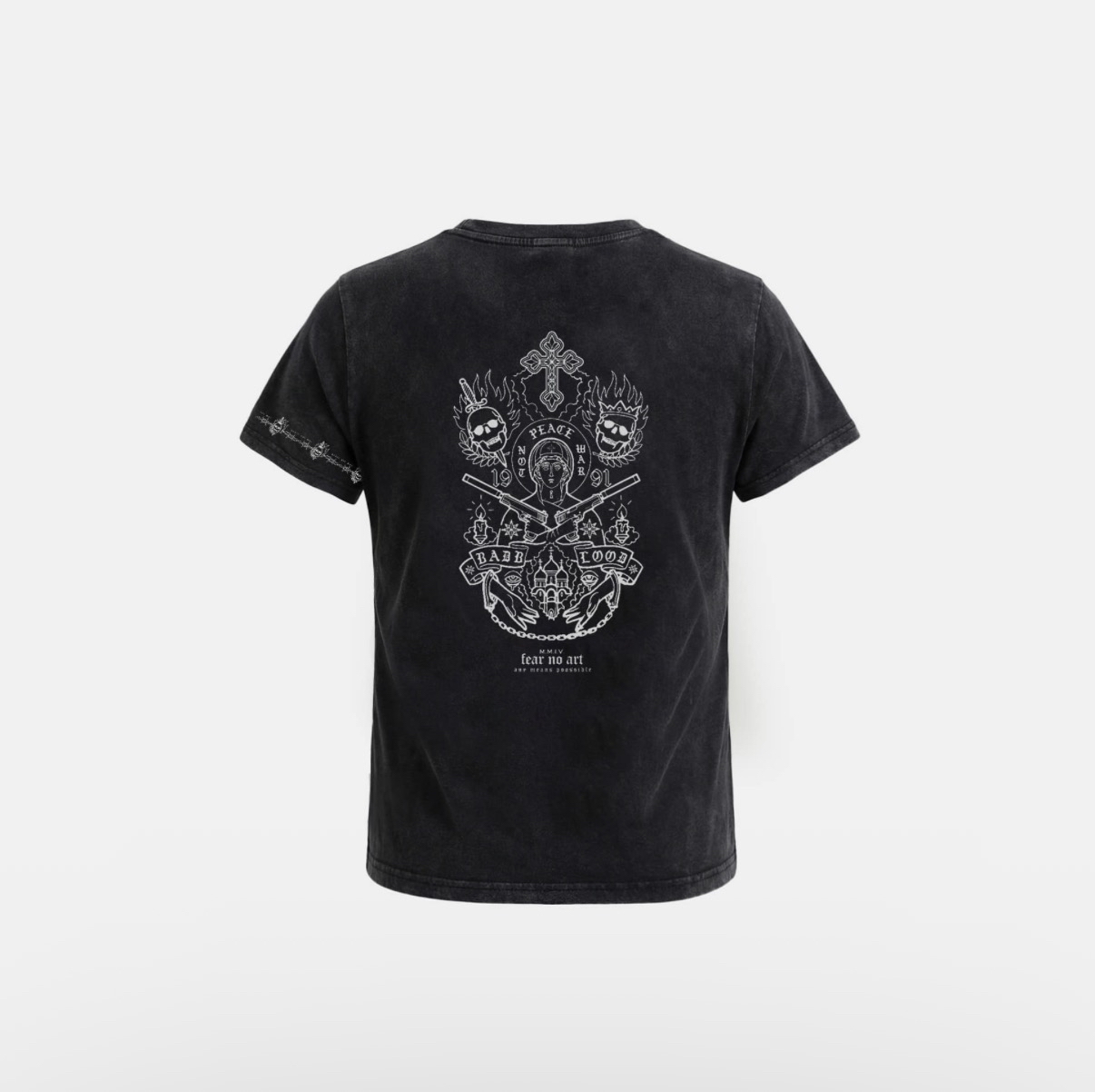 BADBLOOD新款[w-tee26-154] Peace Not War Print 1/2 T-Shirt - Black