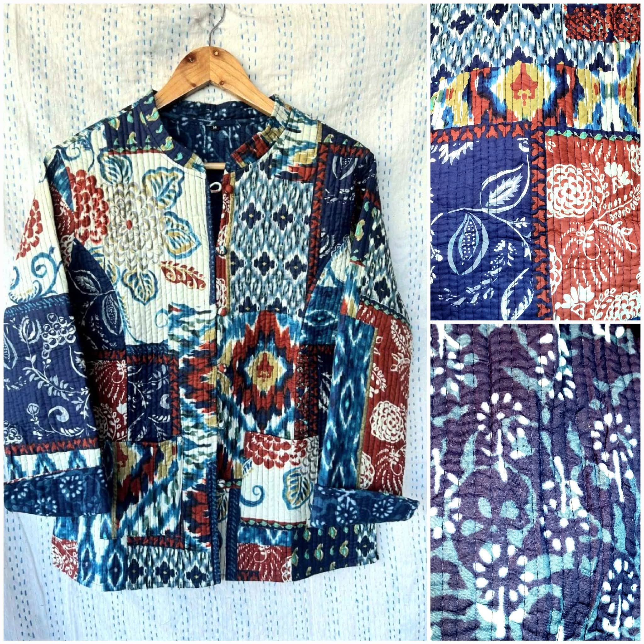 印度 block print 夾棉外套