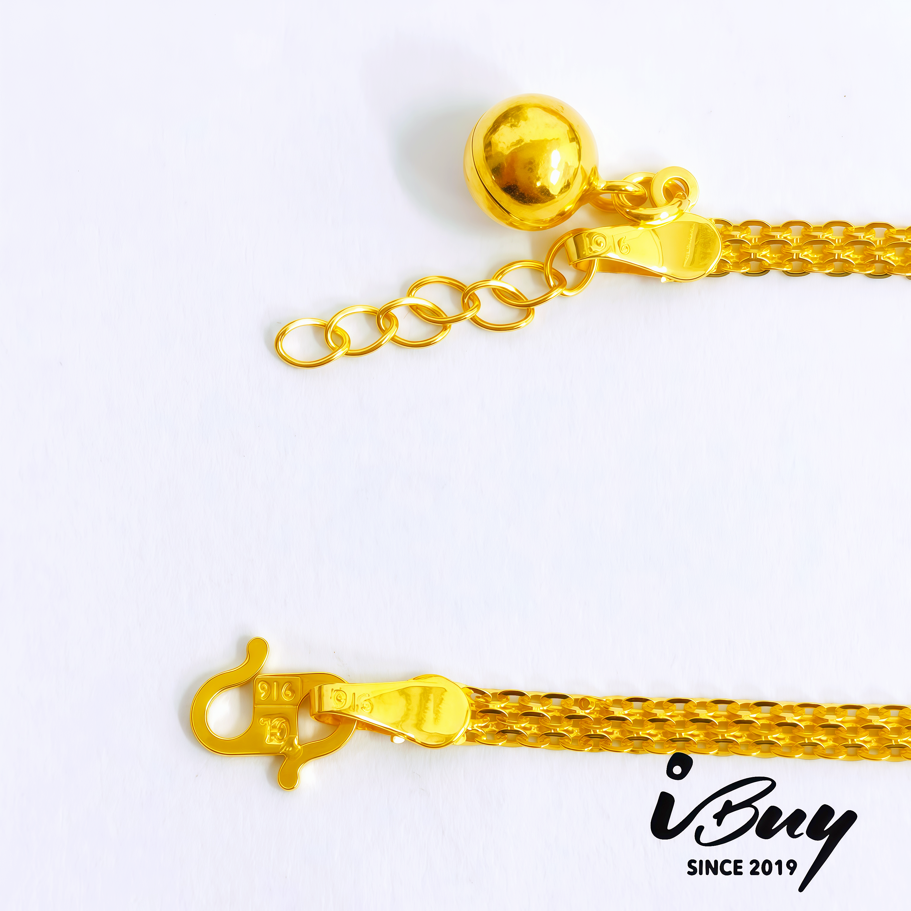 916 GOLD MILAN 3 LINE ANKLET WITH BELL 916 金 米兰3行脚链配小铃铛