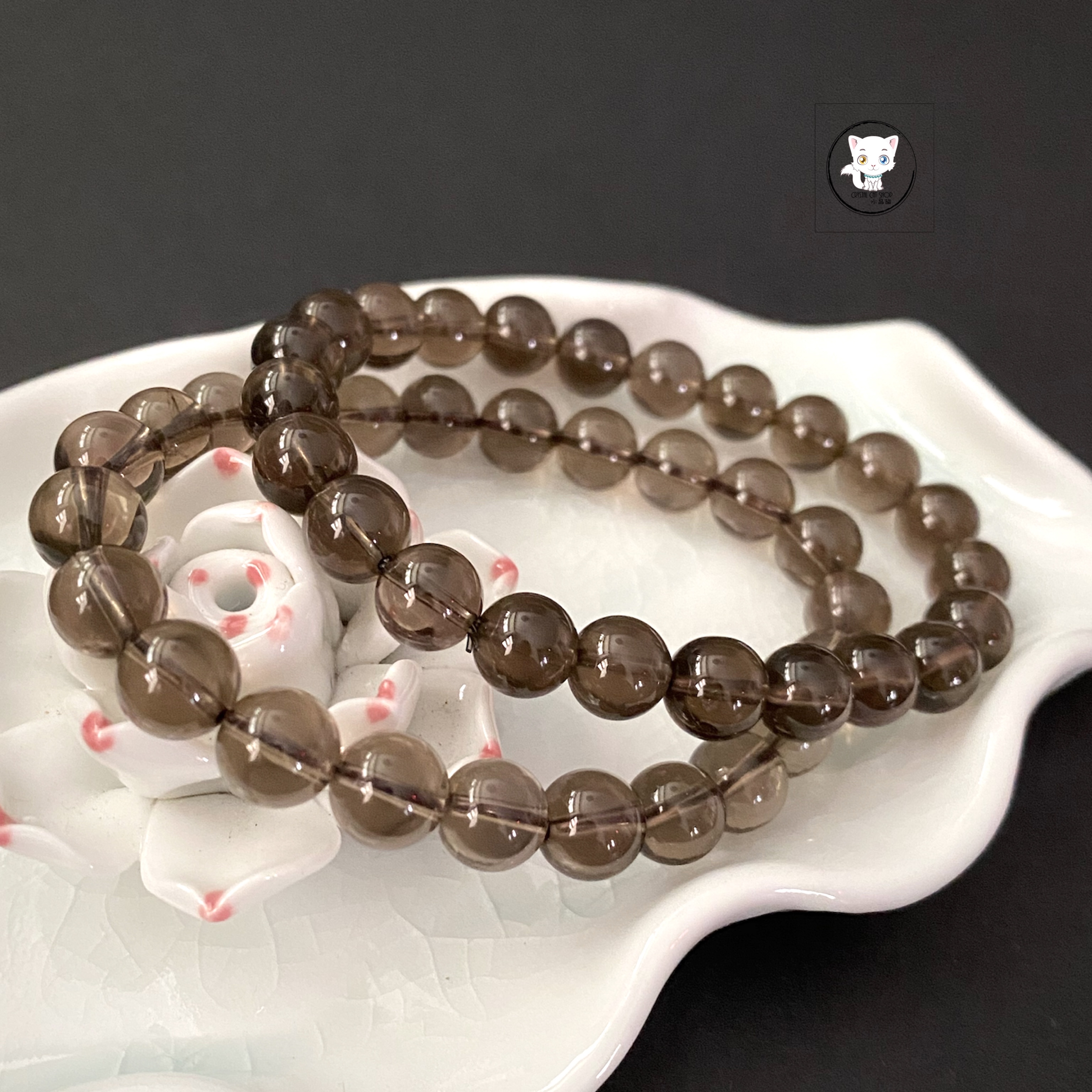 精品天然茶水晶手鏈 8mm