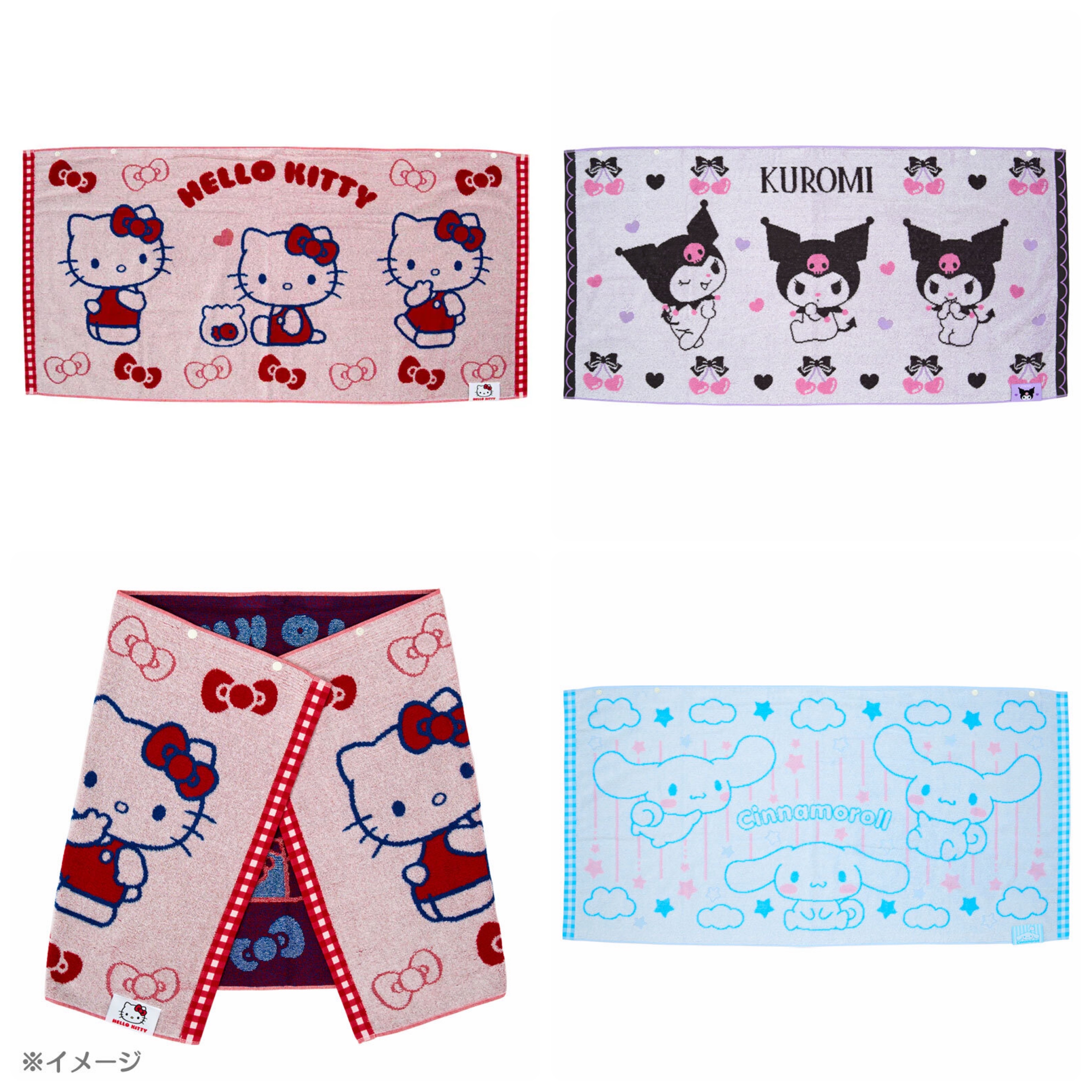 日本直送Sanrio 有鈕浴巾 120×60cm