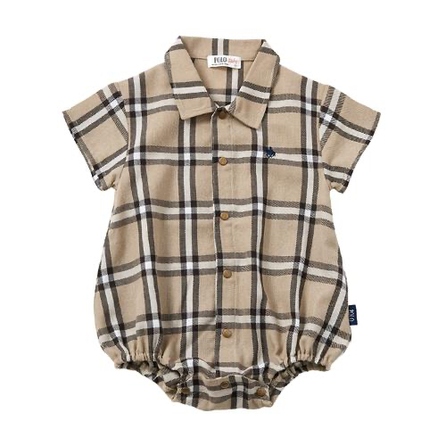 🇯🇵預訂 日本直送🇯🇵Polo Baby標誌刺繡格紋短袖恤衫包屁衣