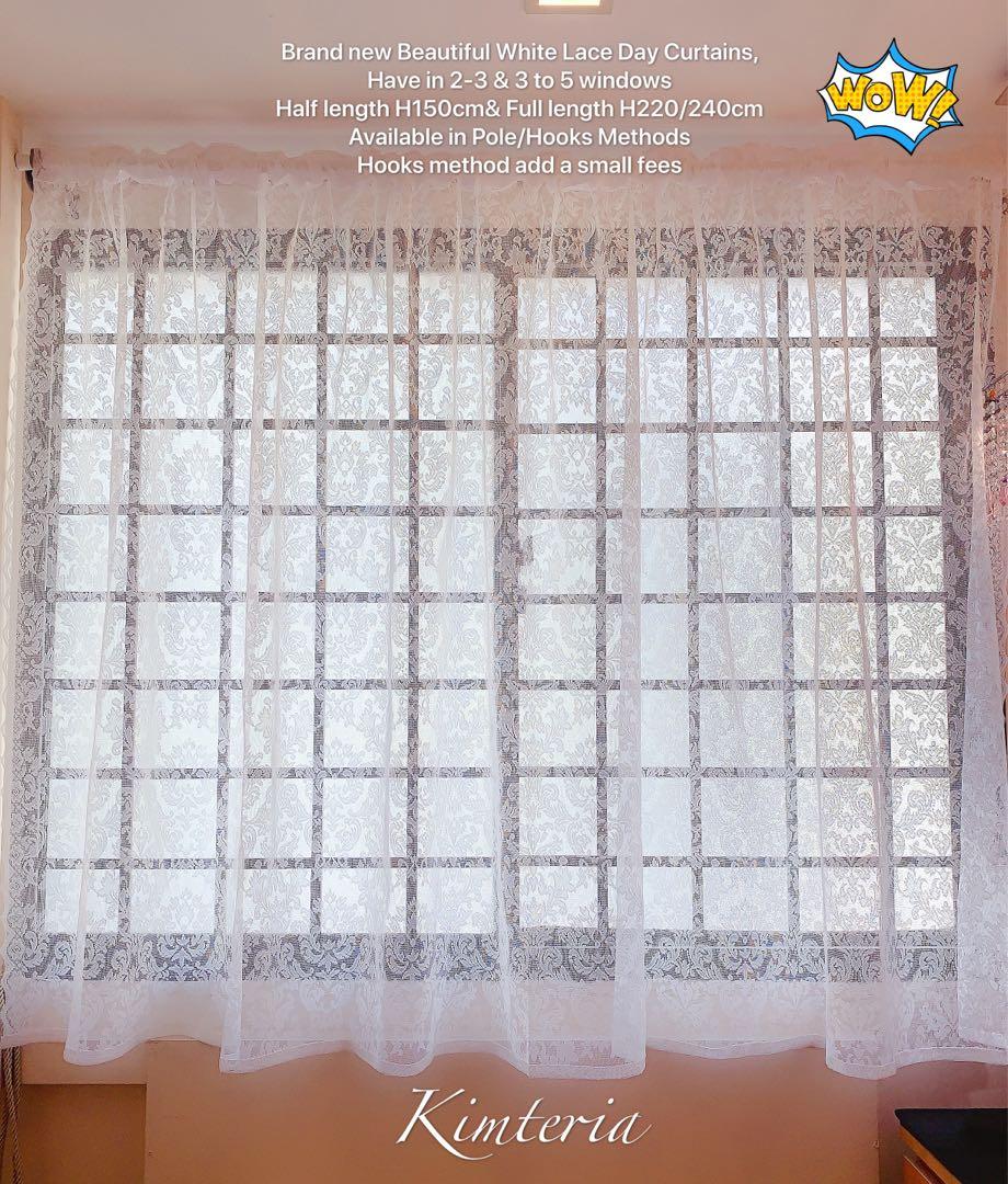 (queen) HALF LENGTH white lace curtains