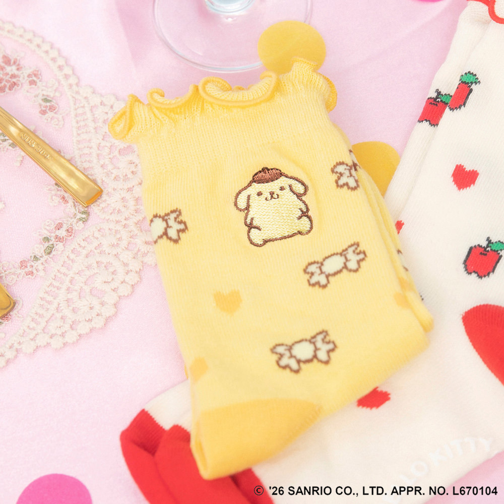 🆕【⭐訂購⭐】 🇯🇵日本直送 #Kitty / #Pompompurin 綑邊刺繡短襪［2款選］ [ELGA-0070][260813]