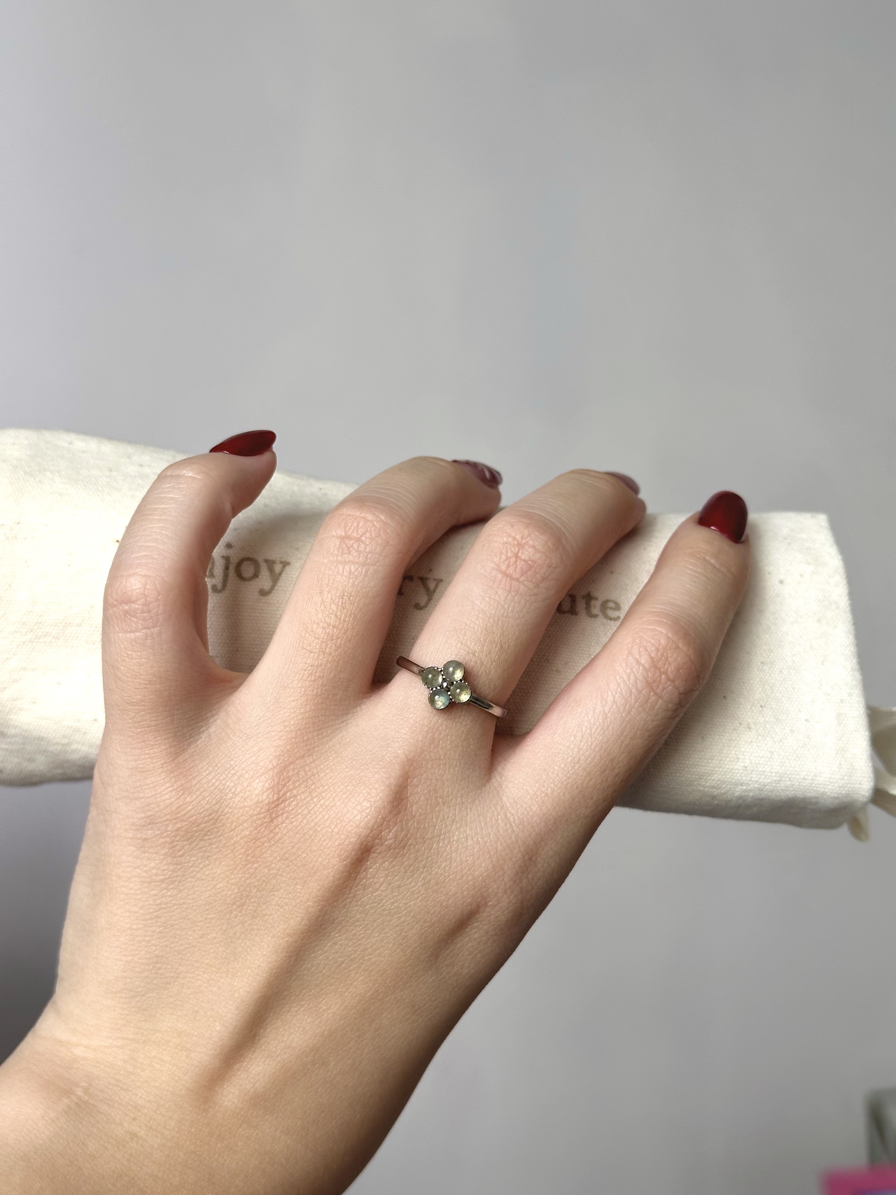 Labradorite Clover Ring 拉长石四叶草戒指