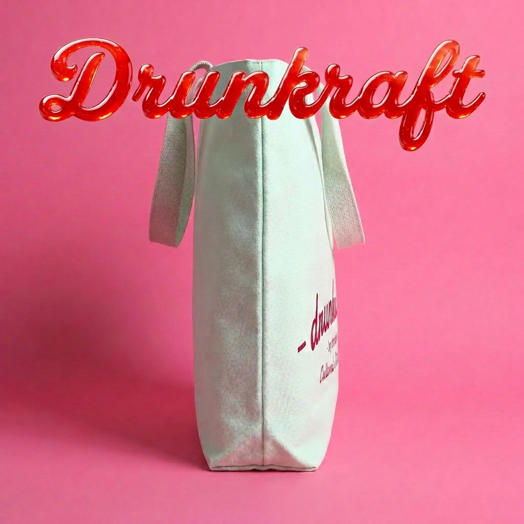 Drunkraft 人手絲印手提帆布袋