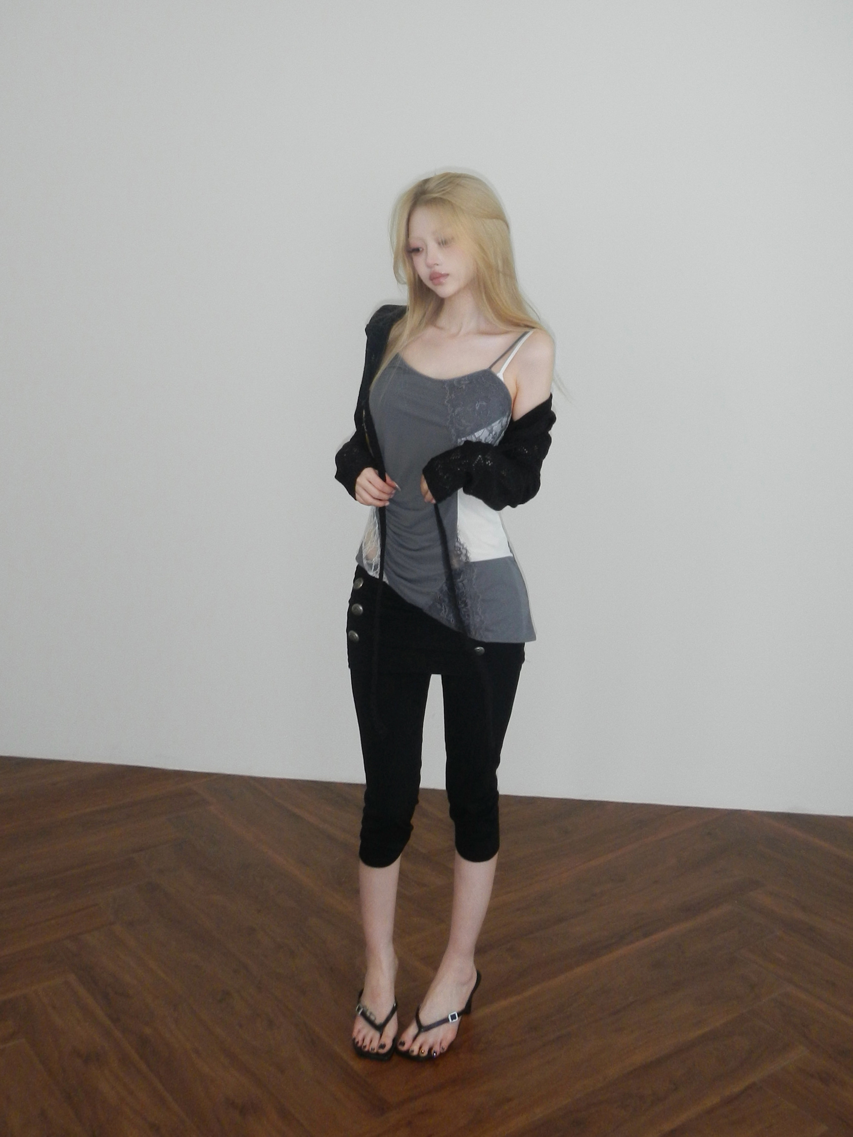 Cropped Hooded Knit Cardigan
