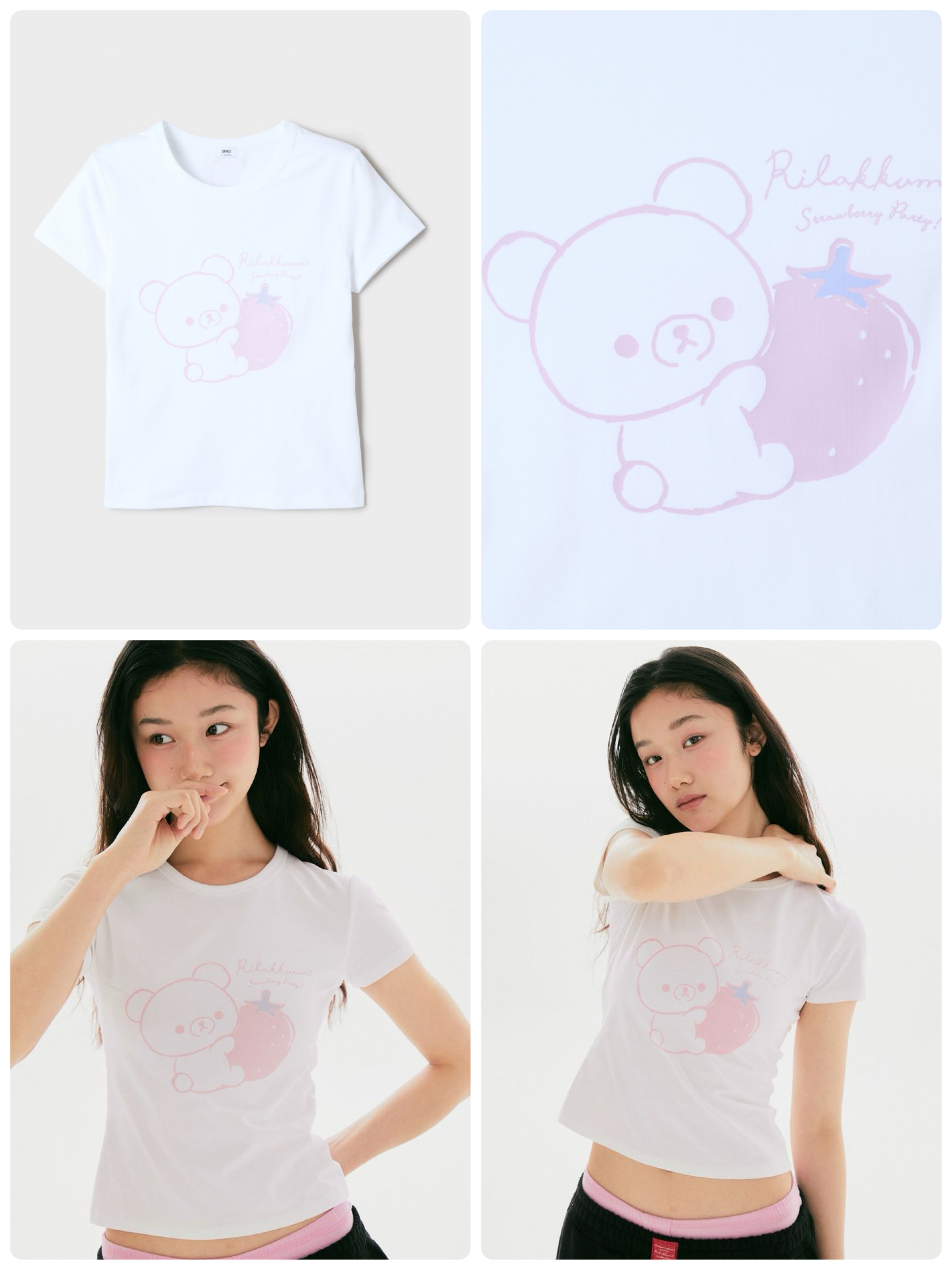 《預訂貨品》全新韓國限定 小熊10週年紀念士多啤梨系列短tee。褲