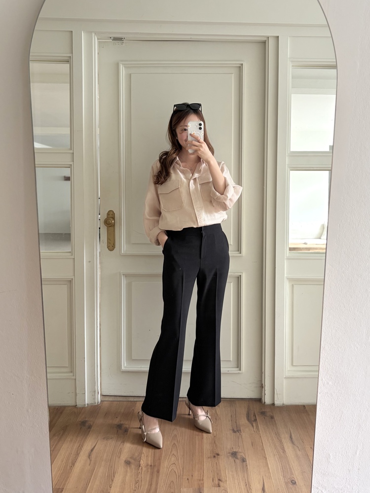 Feminine Belted Pocket Blouse (Pink)