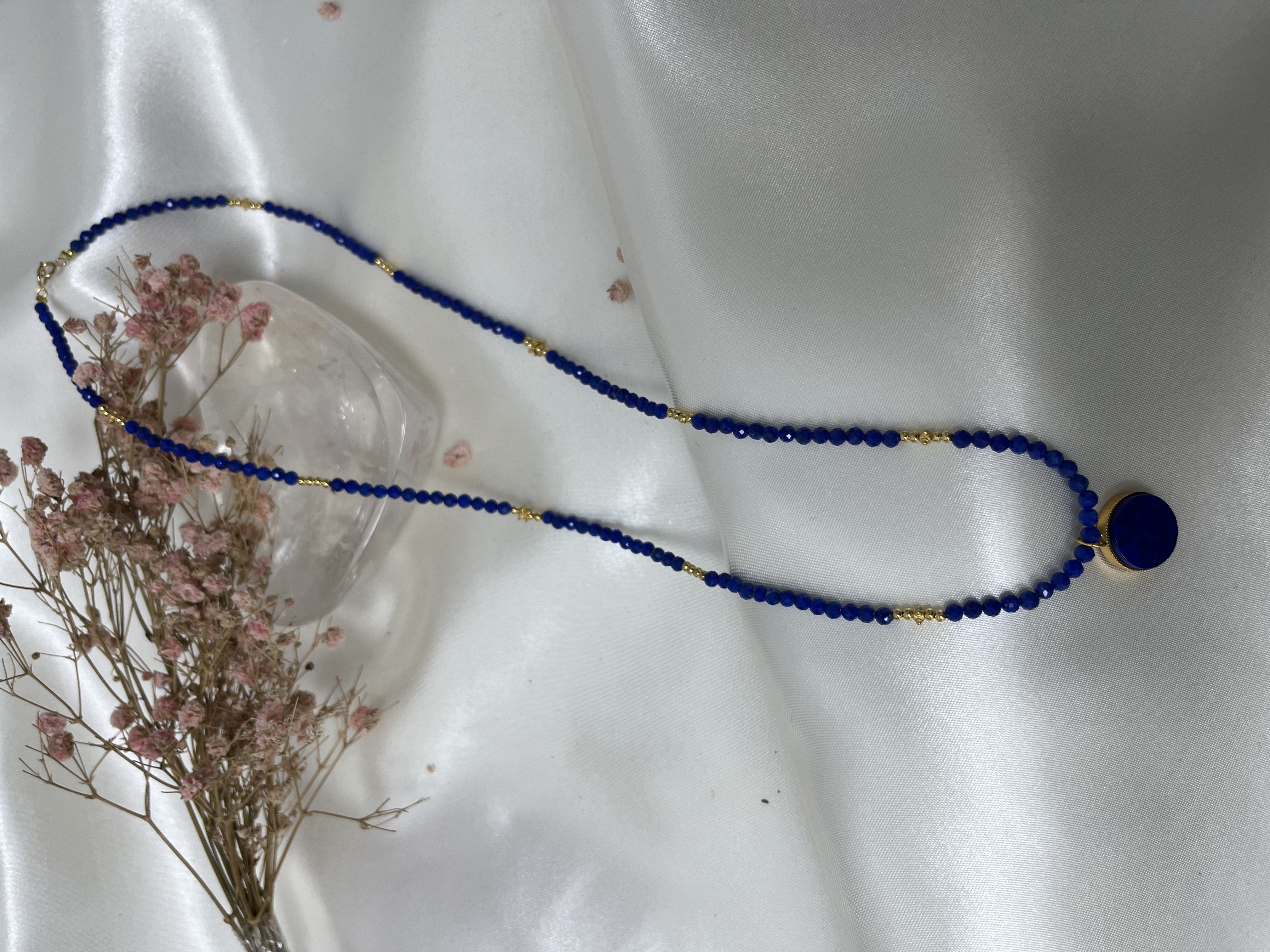 高品質青金石s925銀設計款頸鏈長度60cm 3m+切面