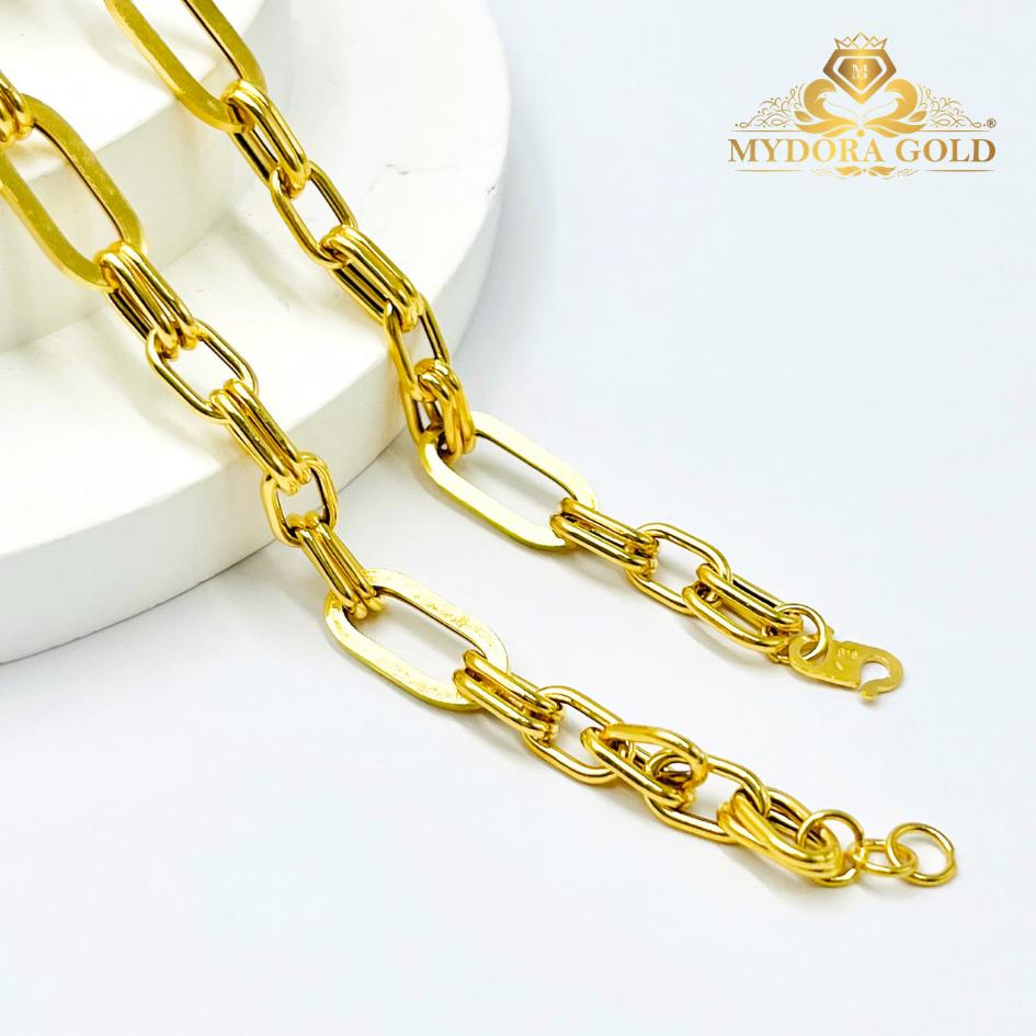 MYDORA Rantai Tangan Fesyen Paperclip + Double Chain l EMAS 916/22K