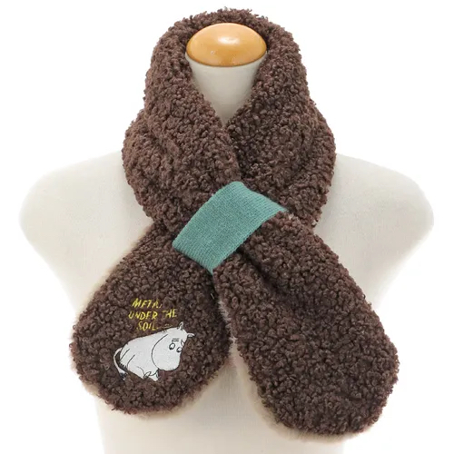日本代購【 2026秋冬新商品 日本直送 MOOMIN 刺繡保暖 毛毛交叉 圍巾 Boa Tippet Scarf 】