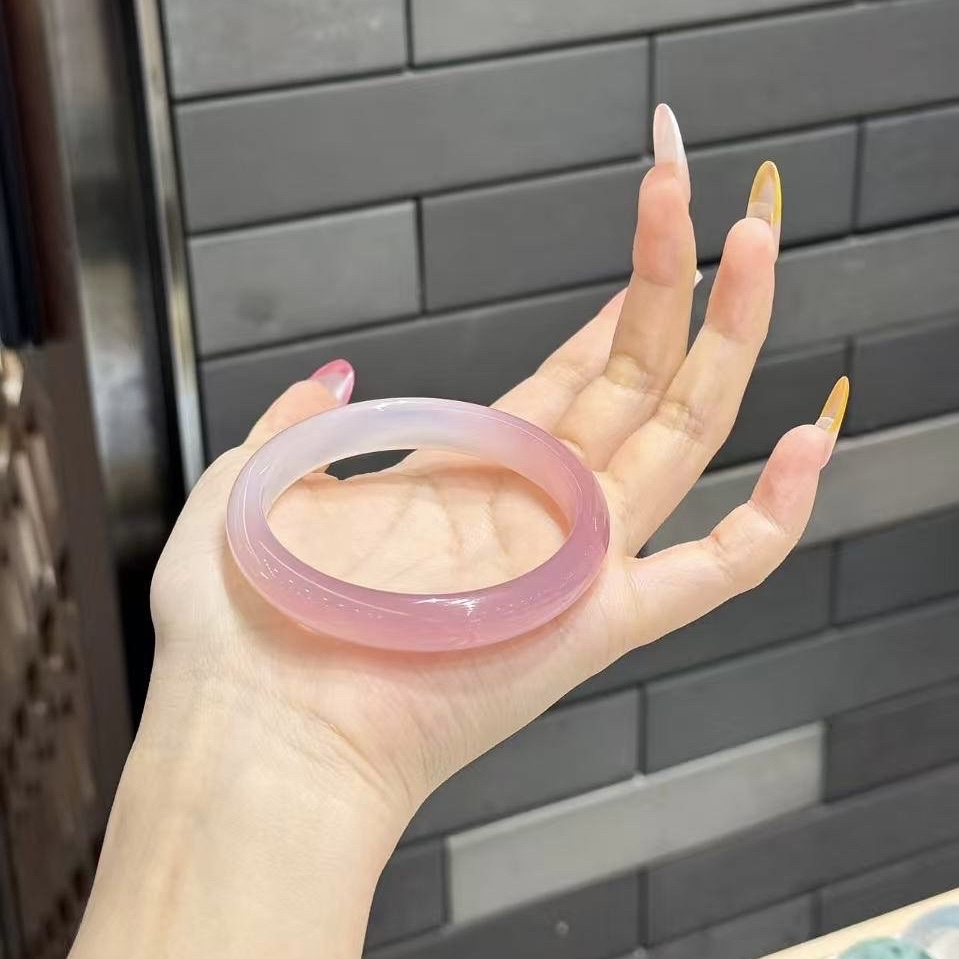 玛瑙玉髓手镯～粉色/半粉