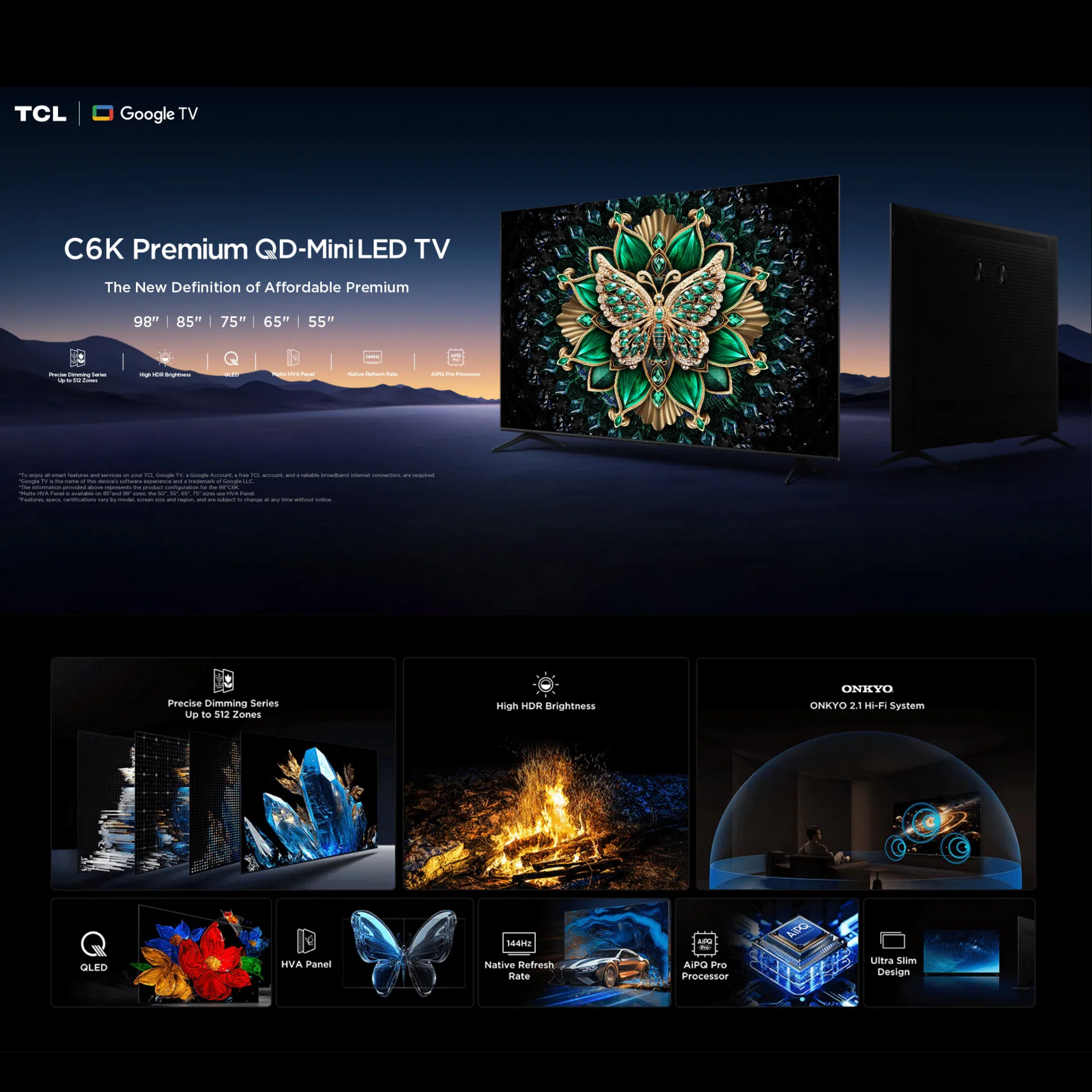 TCL 75" C6K Series QD-Mini LED 4K Google TV (75C6K)