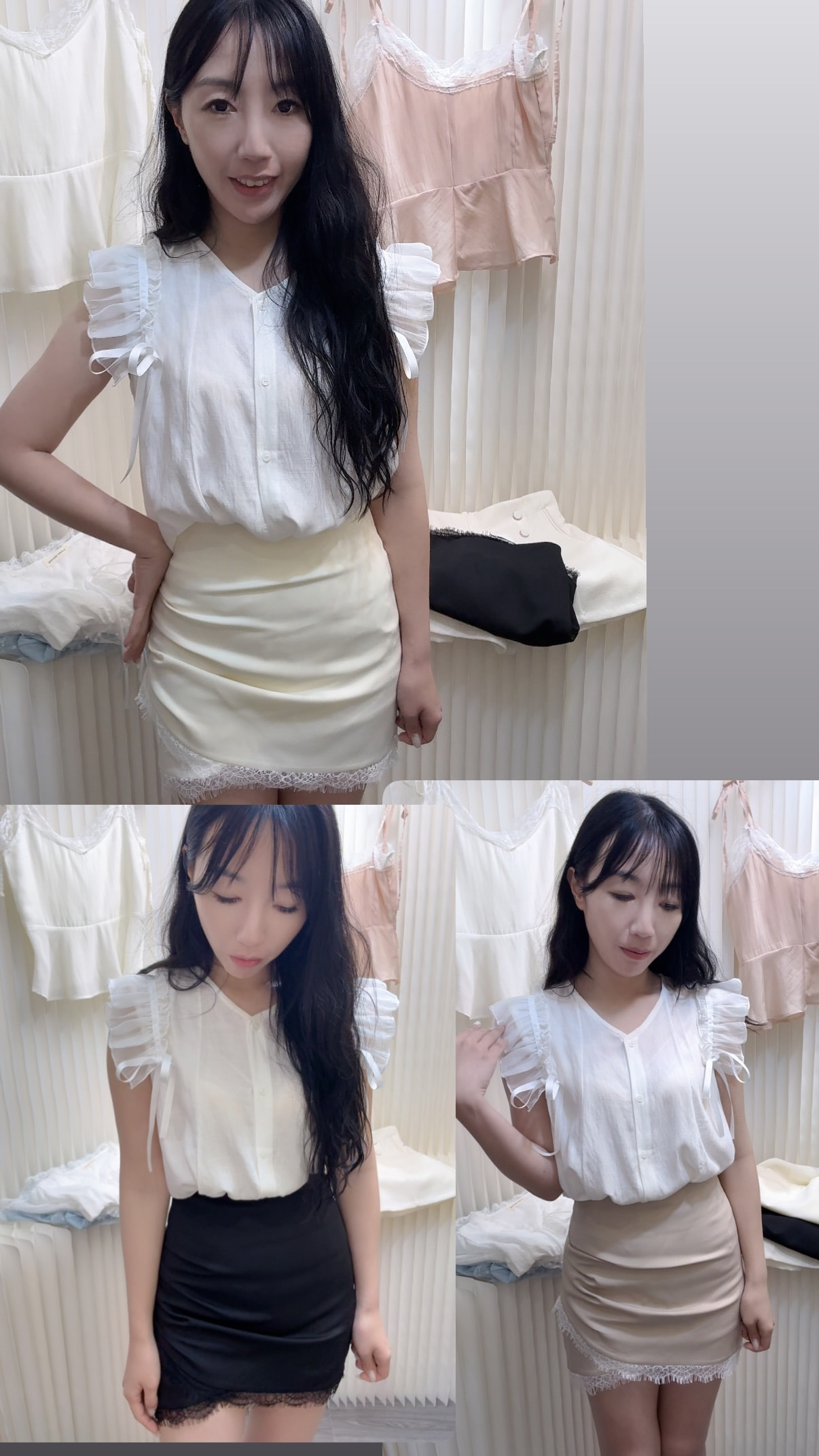 Ruffle袖麻質Top