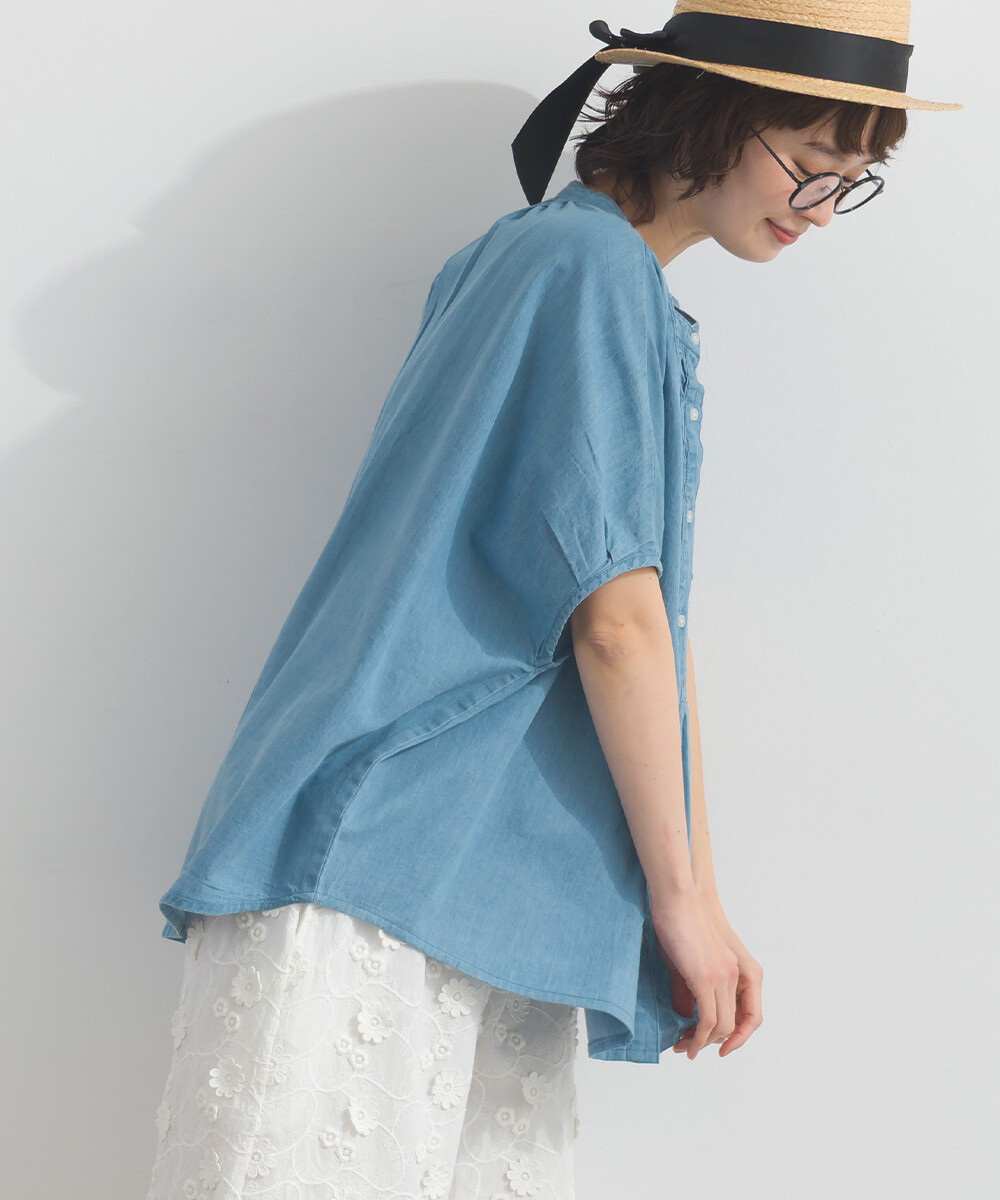 LP - 印度棉質鈕扣牛仔布襯衫 (淺藍色)