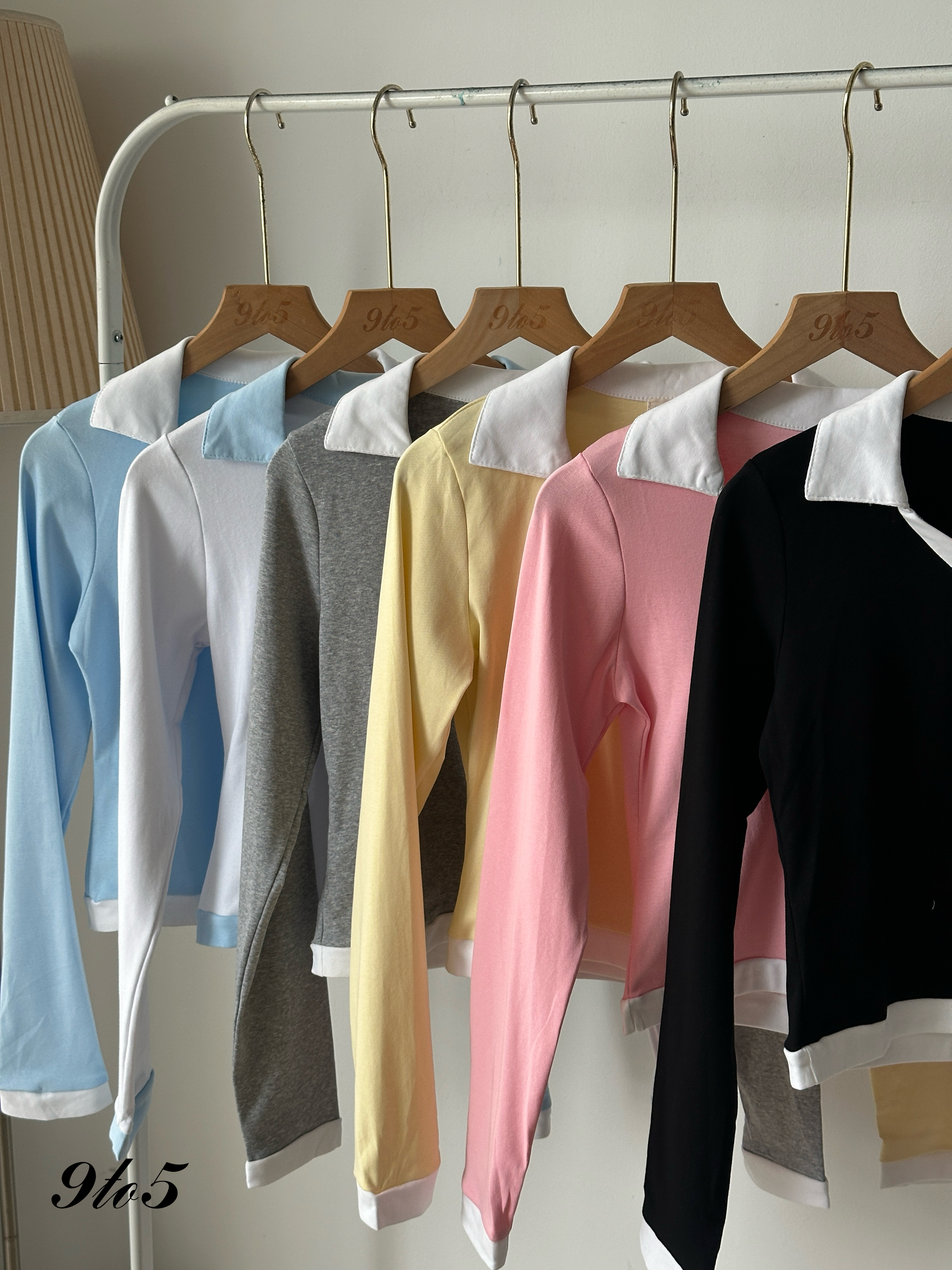 T4044 Long Sleeve Polo Top - 6 Colors