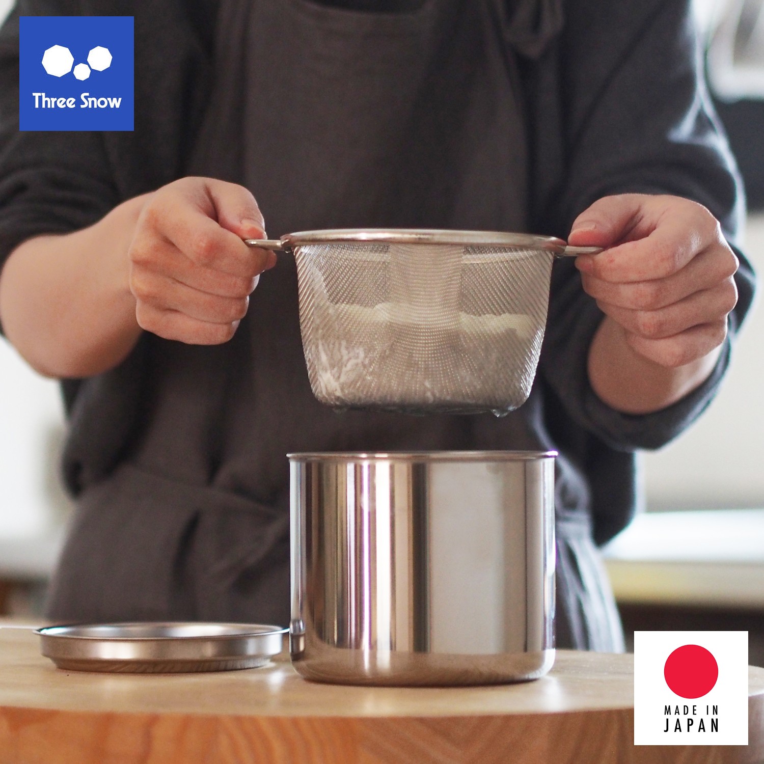 🔥🔥【日本製《THREE SNOW》燕三條不鏽鋼水濾乳酪製作罐】3件套