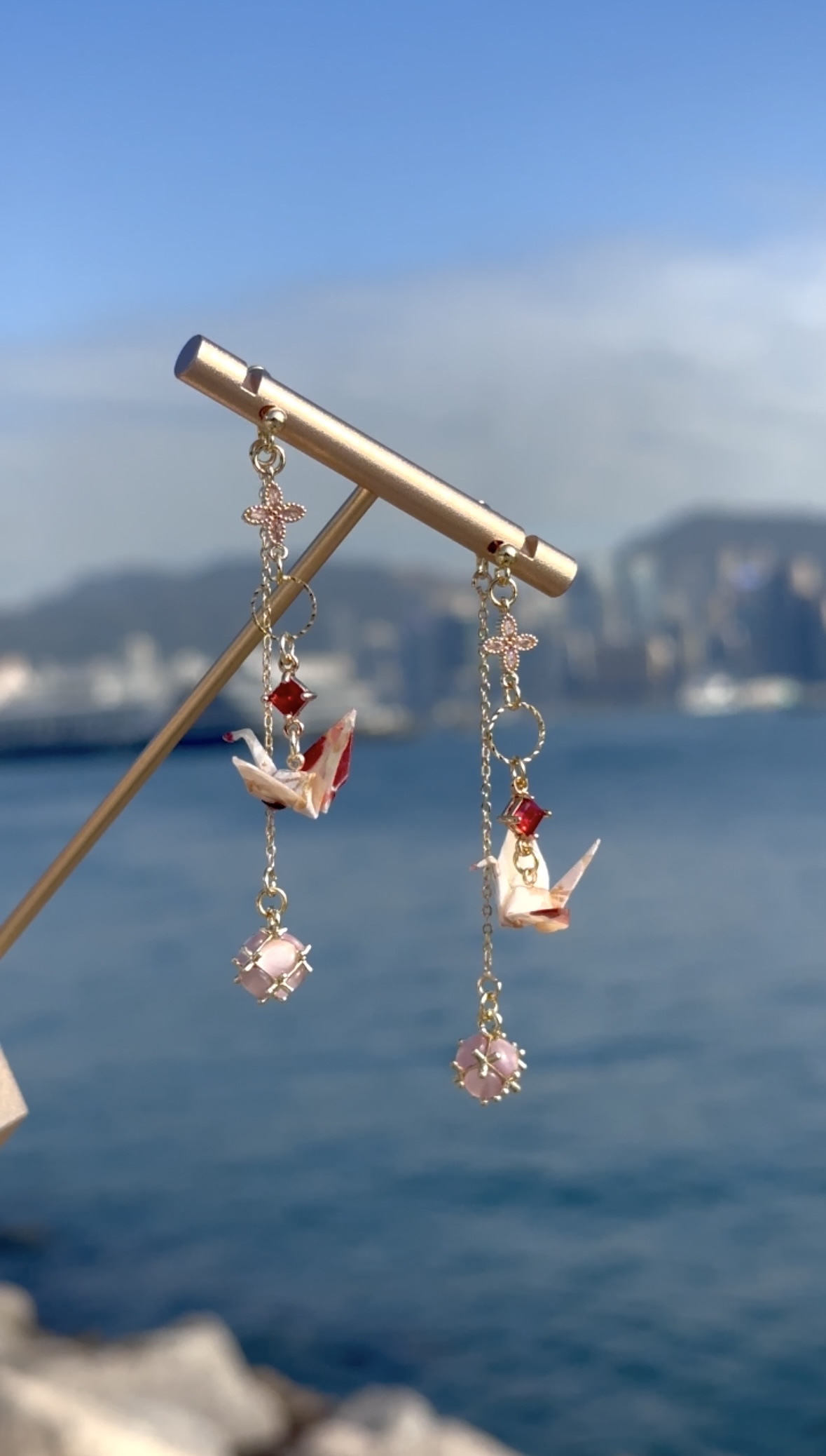 和風日系粉紙鶴耳環🇯🇵