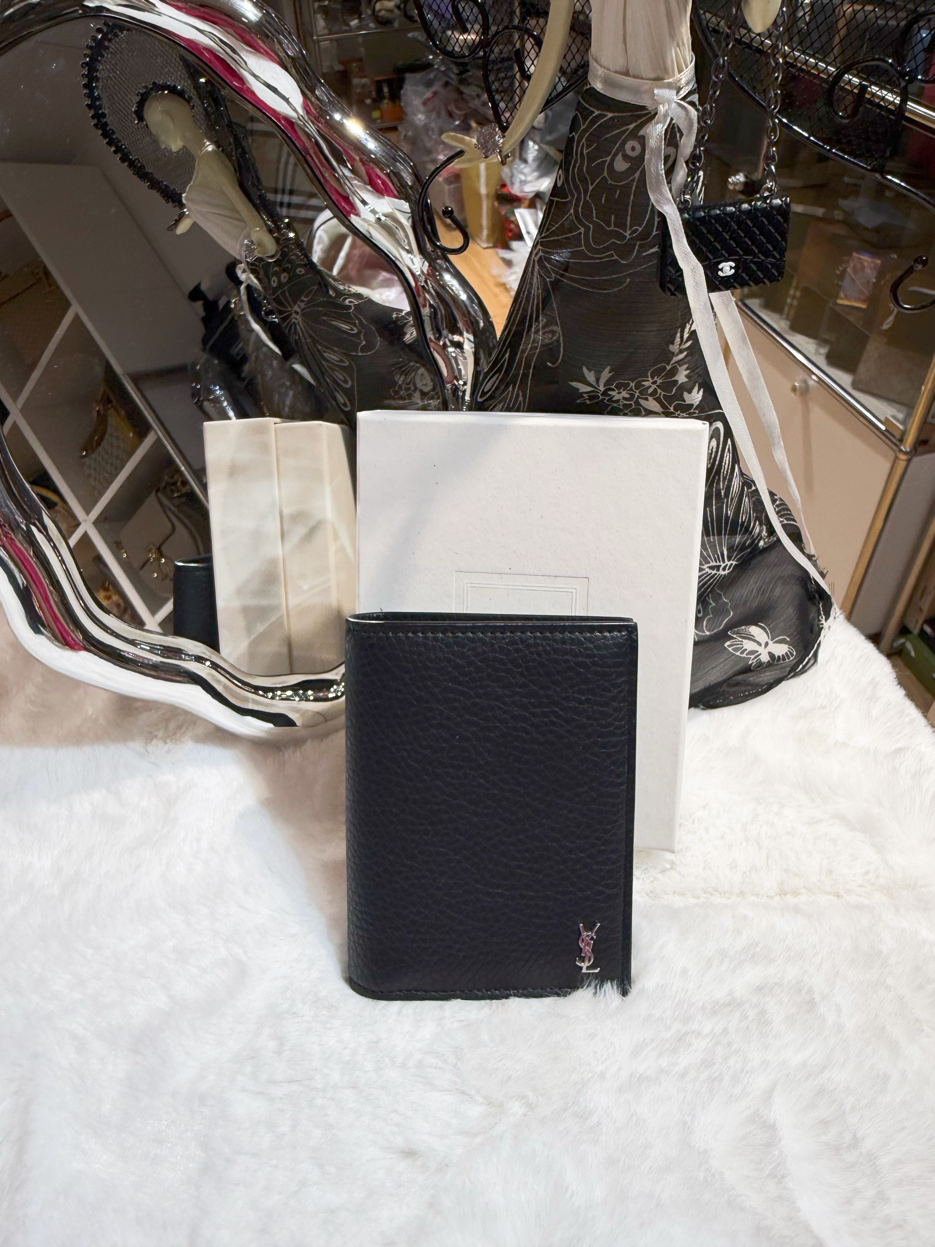 YSL slim bi fold wallet blk