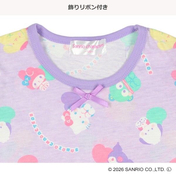 🇯🇵預訂 日本直送🇯🇵清爽材質Sanrio人物滿印絲帶短袖家居服上下套裝n