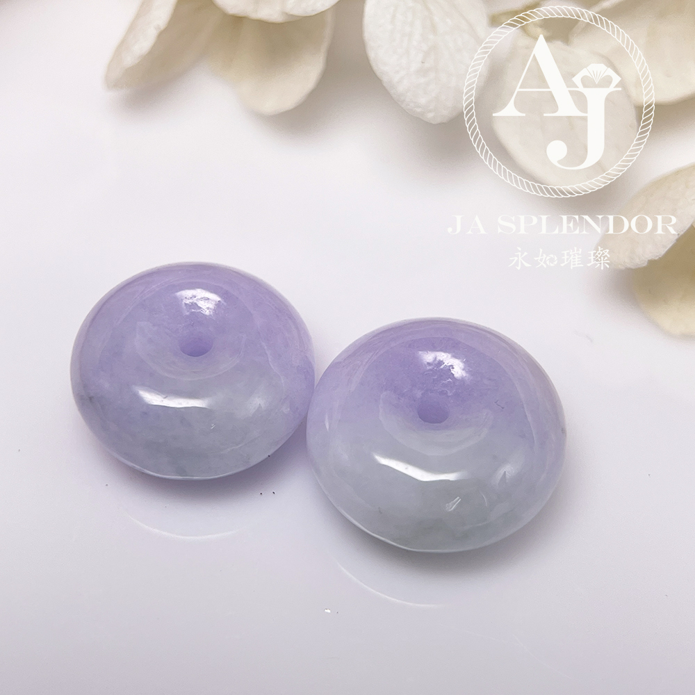 FBG26-H025 天然翡翠A玉 紫羅蘭平安扣BB滿月/親子/情侶手繩（私人訂制）