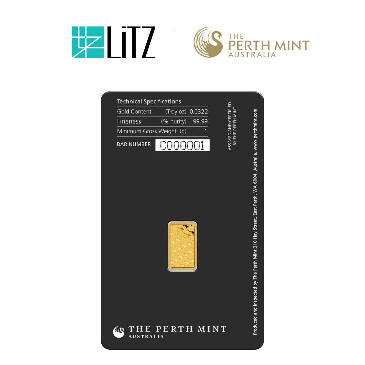 [1 gram] LITZ Perth Mint Gold Bar (999.9) PG201