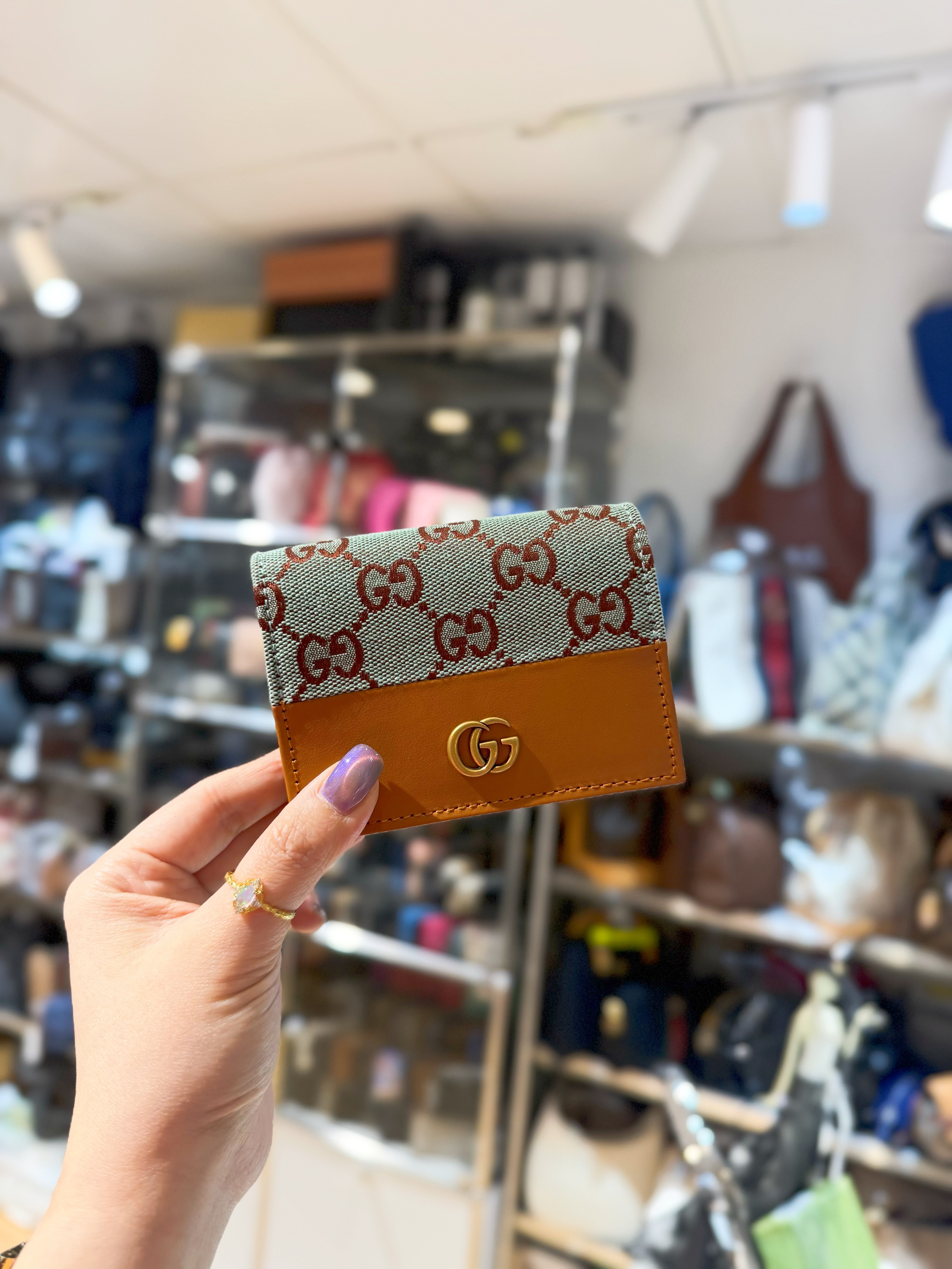 Gucci mini wallet canvas/avocado