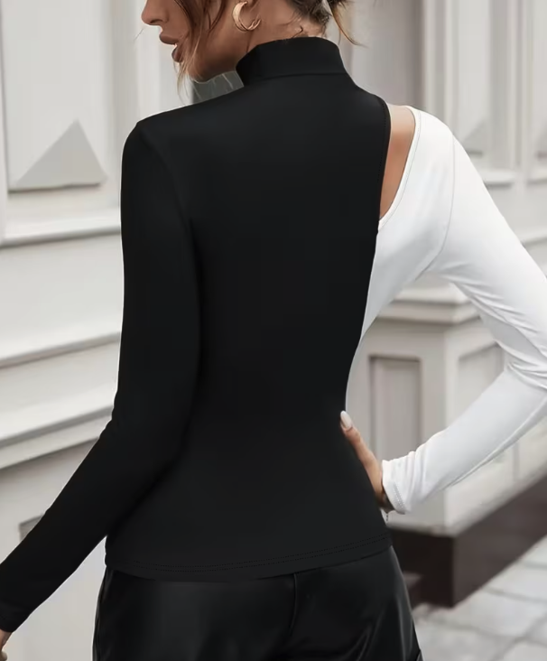 Two-Tone High Neck Top
