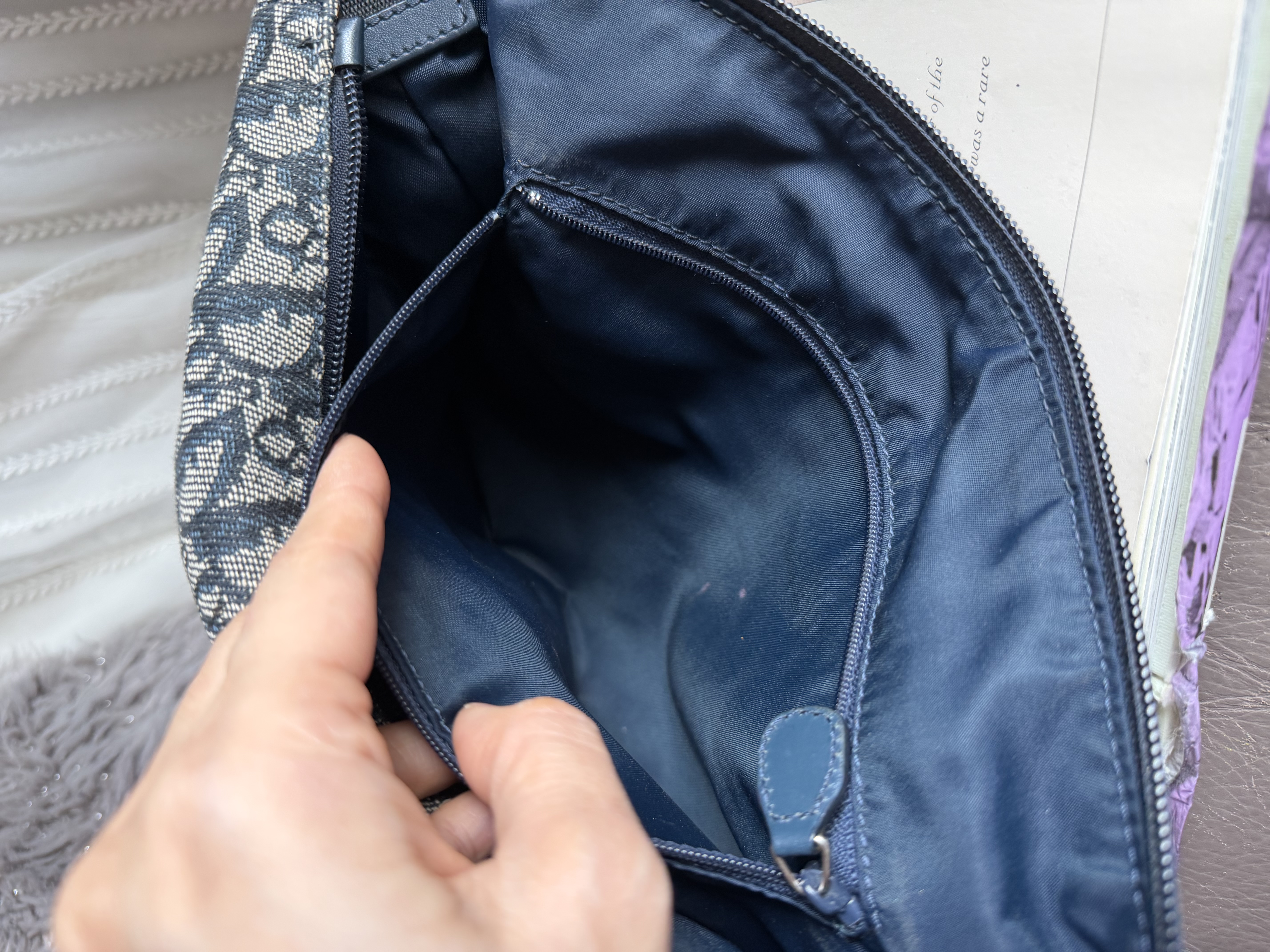 vintage dior navy monogram messenger bag