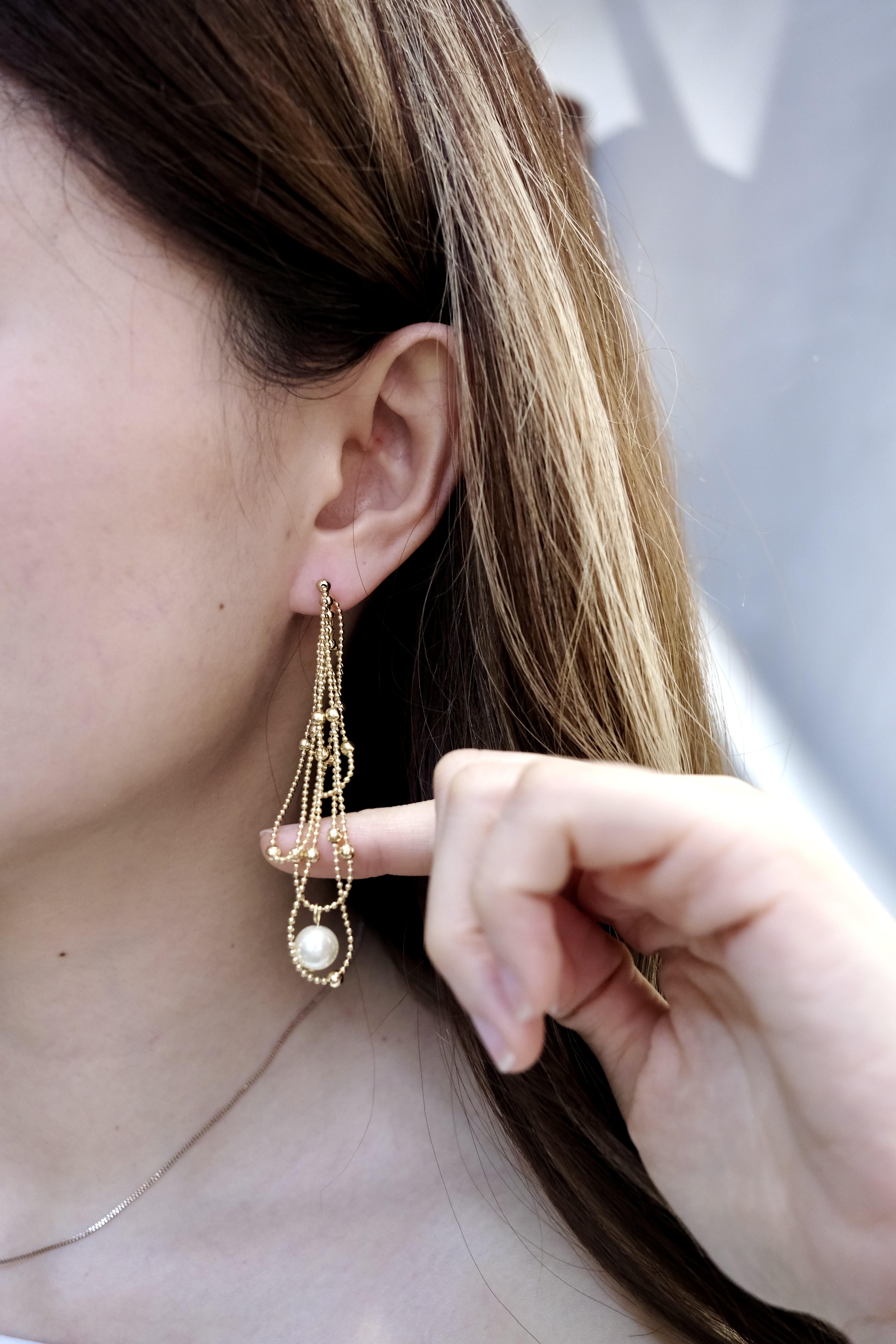 氣質圓珠流蘇珍珠耳環⚜️