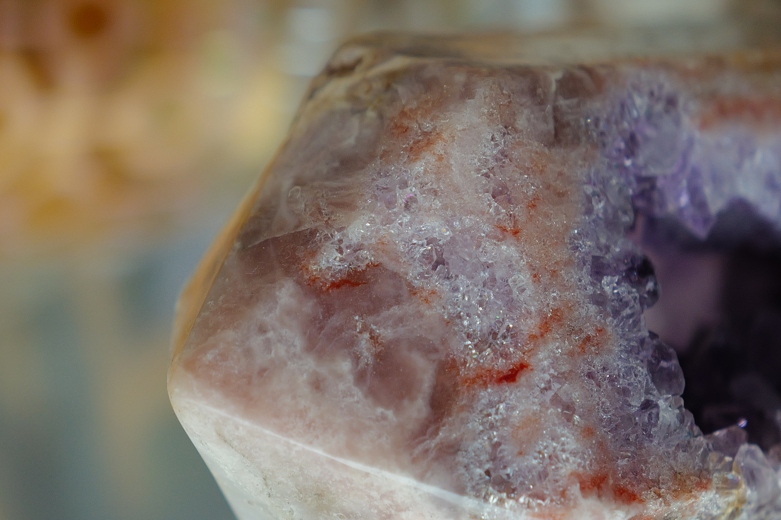 ༒10.2cm粉紅紫水晶 共生紫晶洞 晶牙六角柱༒ PA.6808C30GMm8-RA22*9js