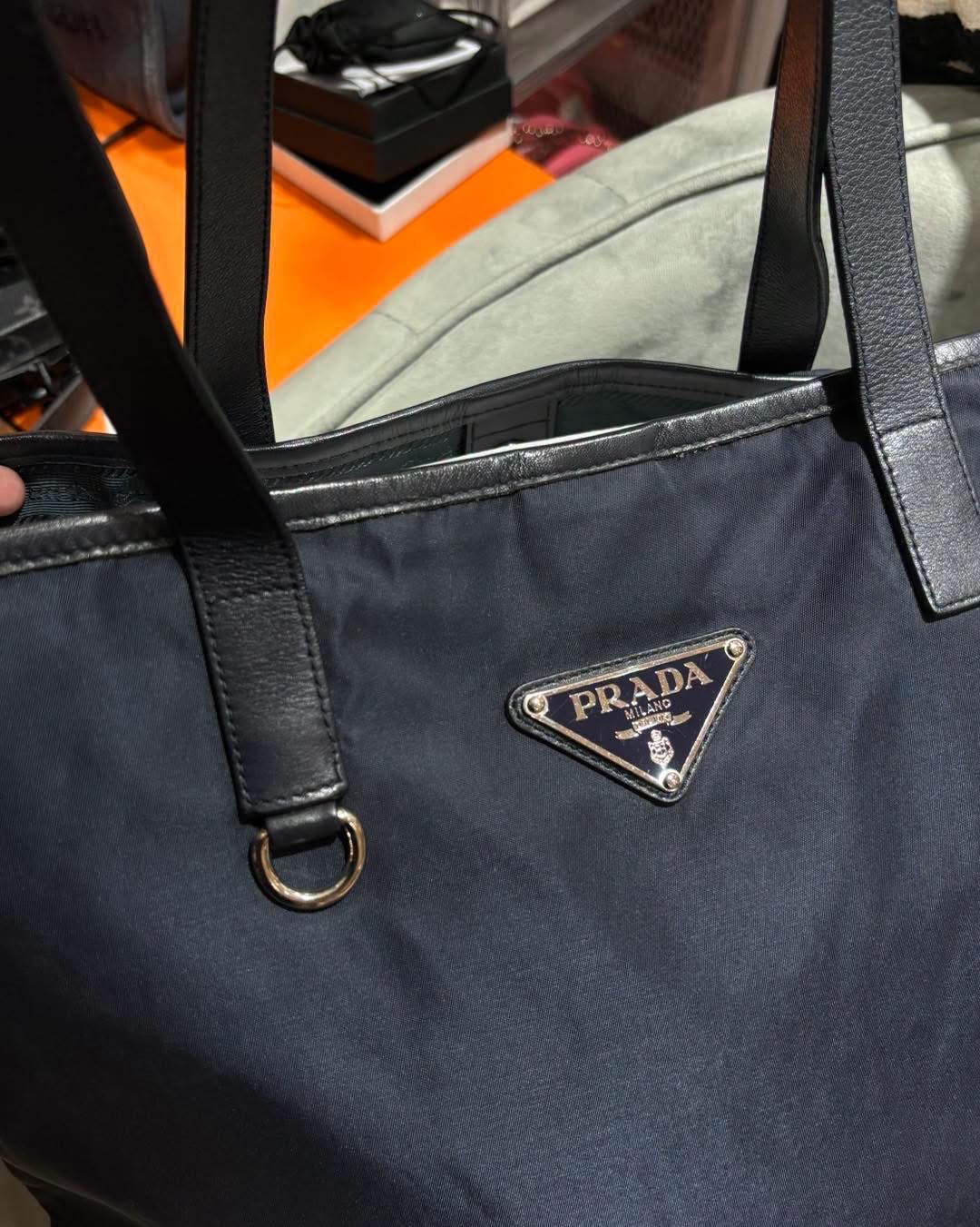 Prada nylon tote bag Navy 100%Authentic, 95%New 